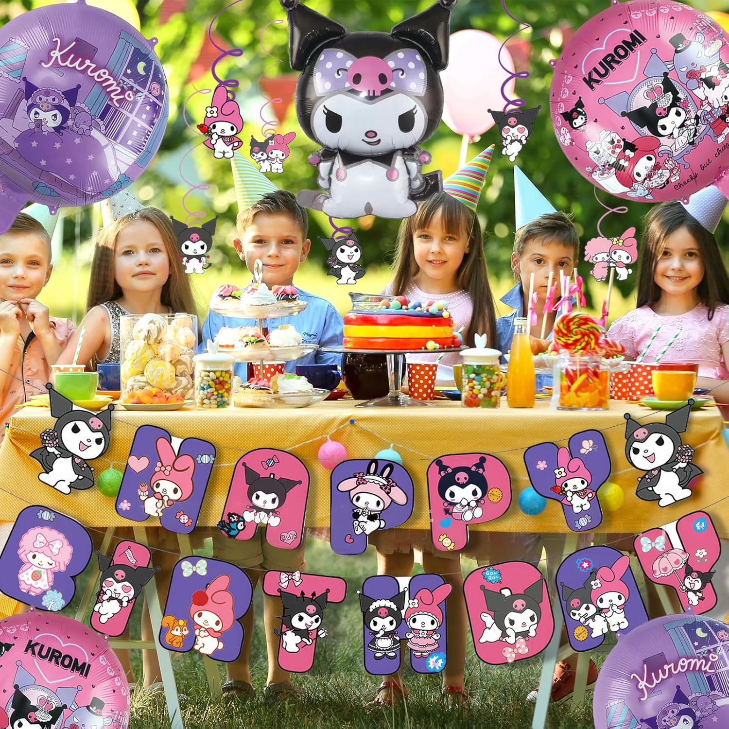 Cartoon Birthday Party Supplies, Cute Birthday Balloons Decoration for Girls, Happy Birthday Banner Larger Aluminium Film Balloons Themed Birthday Party Favor for Kids image number 5