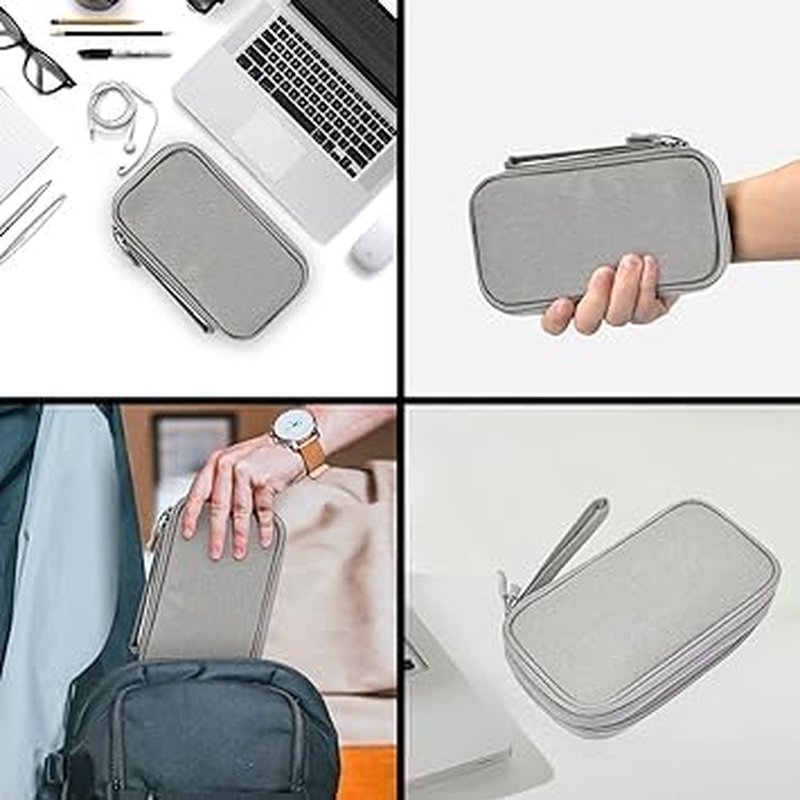 Electronics Accessories Cases, Travel Cable Organizer Pouch Bag, Portable Waterproof Double-Layer All-In-One Storage Bag, Charger&Usb Cable/Power Bank/Magic Mouse/Earphones (Grey) image number 4