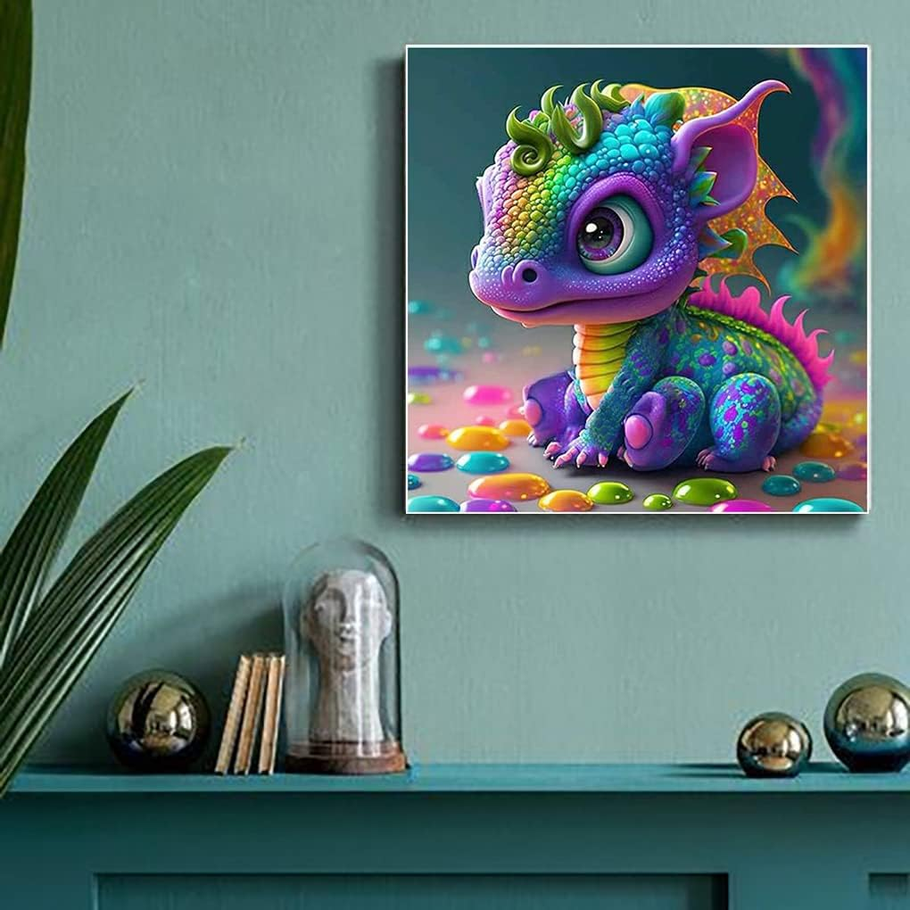 Clendo 5D Diamond Painting Kits for Adults - DIY Colorful Dragon Diamond Art Kits for Beginner Full Drill Cute Diamonds Painting Gem Art for Home Wall Decor 14X14Inch image number 6