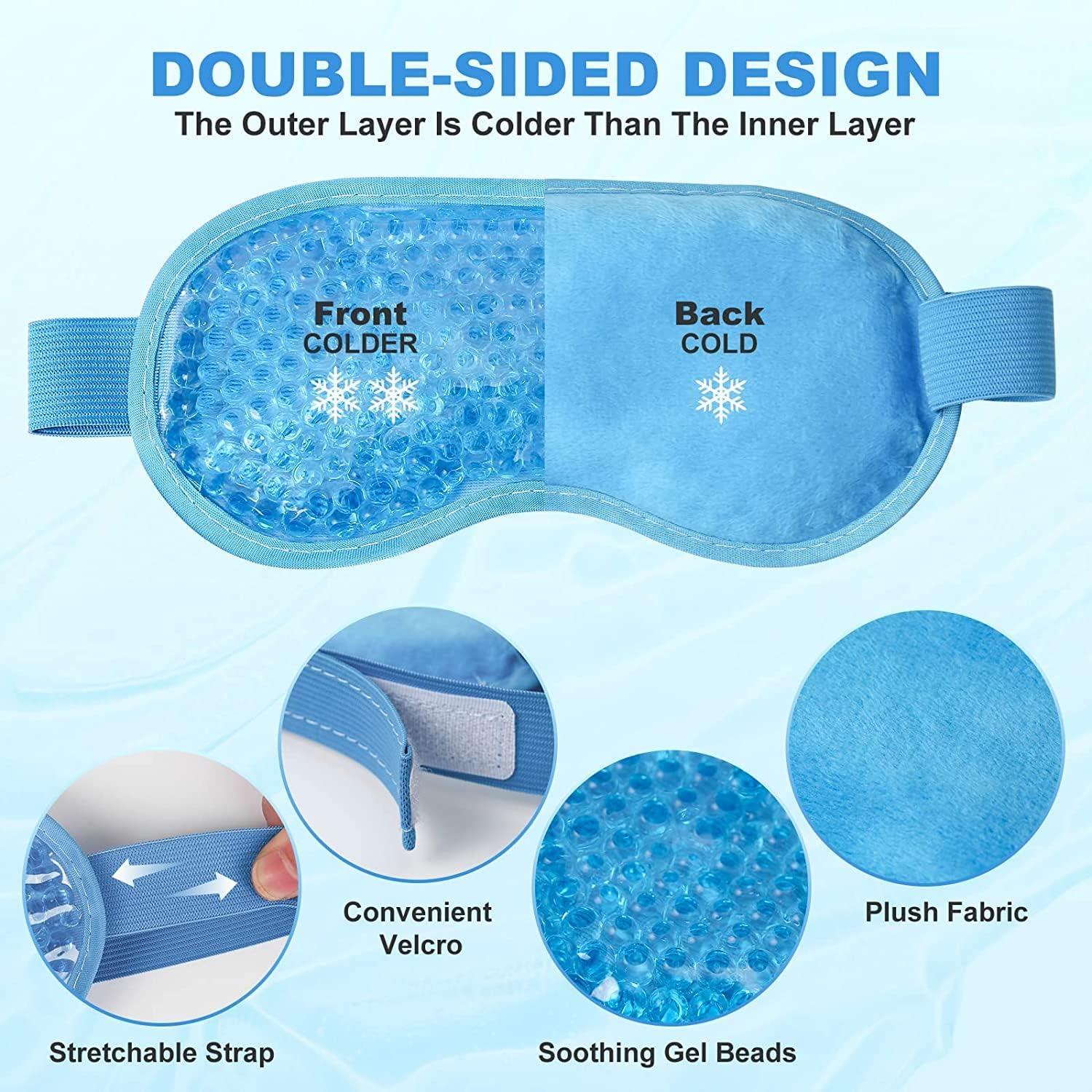 2Pack Gel Beads Face & Eye Masks Kit Hot/Cold Mask Cooling Ice/Heat Facial Eye Pack Therapy image number 6