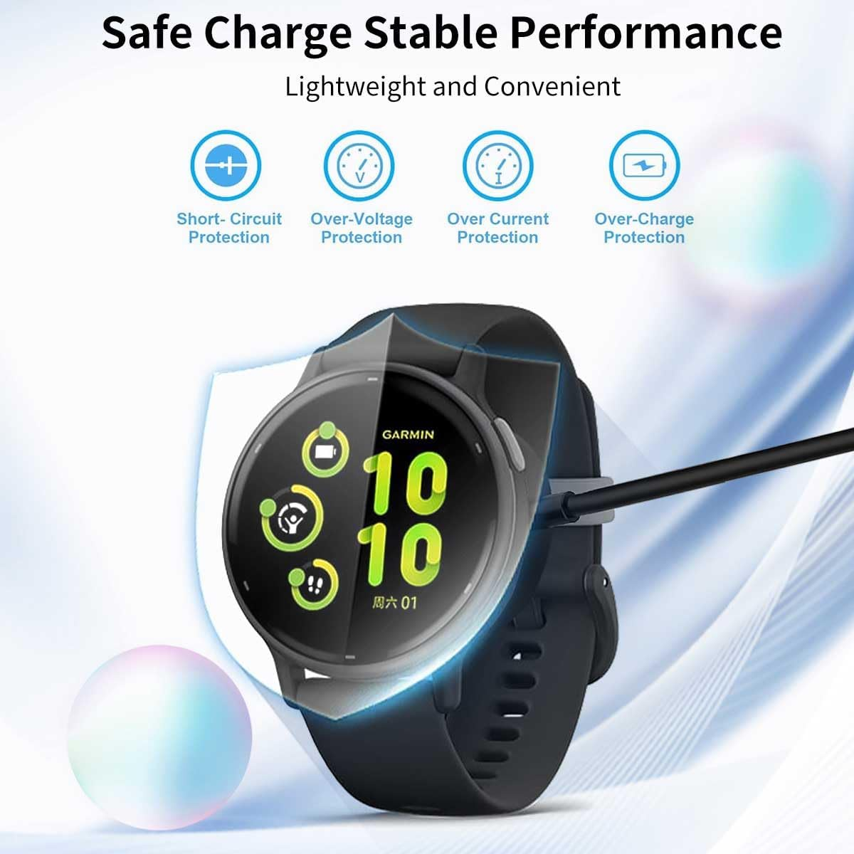 T Tersely USB-A Charging Cable Dock Charger Stand for Garmin Vivoactive 6/5/4/3, 1M for Garmin Tactix8 Amoled/Solar Venu 3/3S/Instinct Fenix 7 7S 7X 6 6S 6X/5 5S 5X/Forerunner 955 265 265S (Black) image number 6