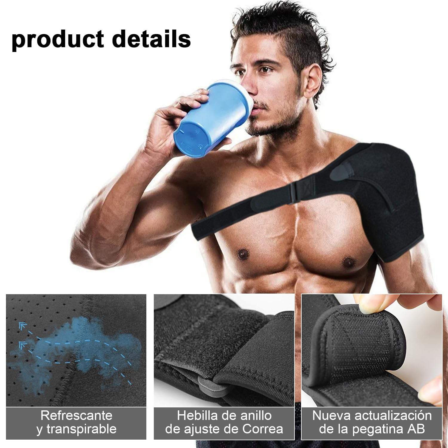 Shoulder Brace,Adjustable Shoulder Brace,Shoulder Support Brace,Torn Rotator Cufffor Men and Women,Prevention Tendonitis, Dislocation, AC Joint, Bursitis, Labrum Tear, Pain, Left/Right image number 4