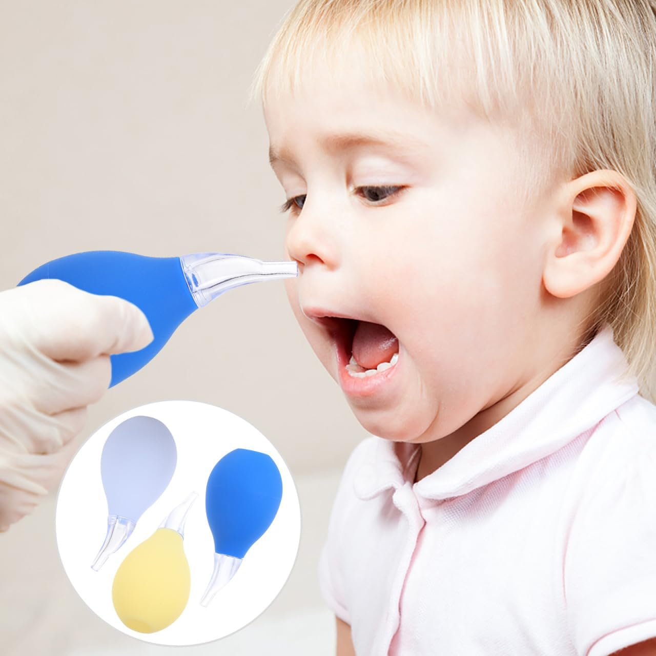 Manual Baby Nose 6Pcs Newborn Nasal Nose Cleaner Silicone Baby Nasal Set Practical Snot Cleaner and Suction for Infants, Safe and Easy to Use, Ideal for Health & Care image number 1