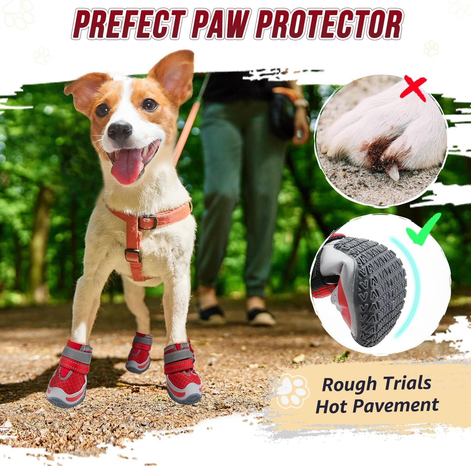 Slowton Dog Shoes for Summer Hot Pavement - Breathable Dog Boots for Large Small Medium Pet, Paw Protector for Outdoor Walking Hardwood Floor, Anti-Slip Rubber Booties for Winter Snow image number 3