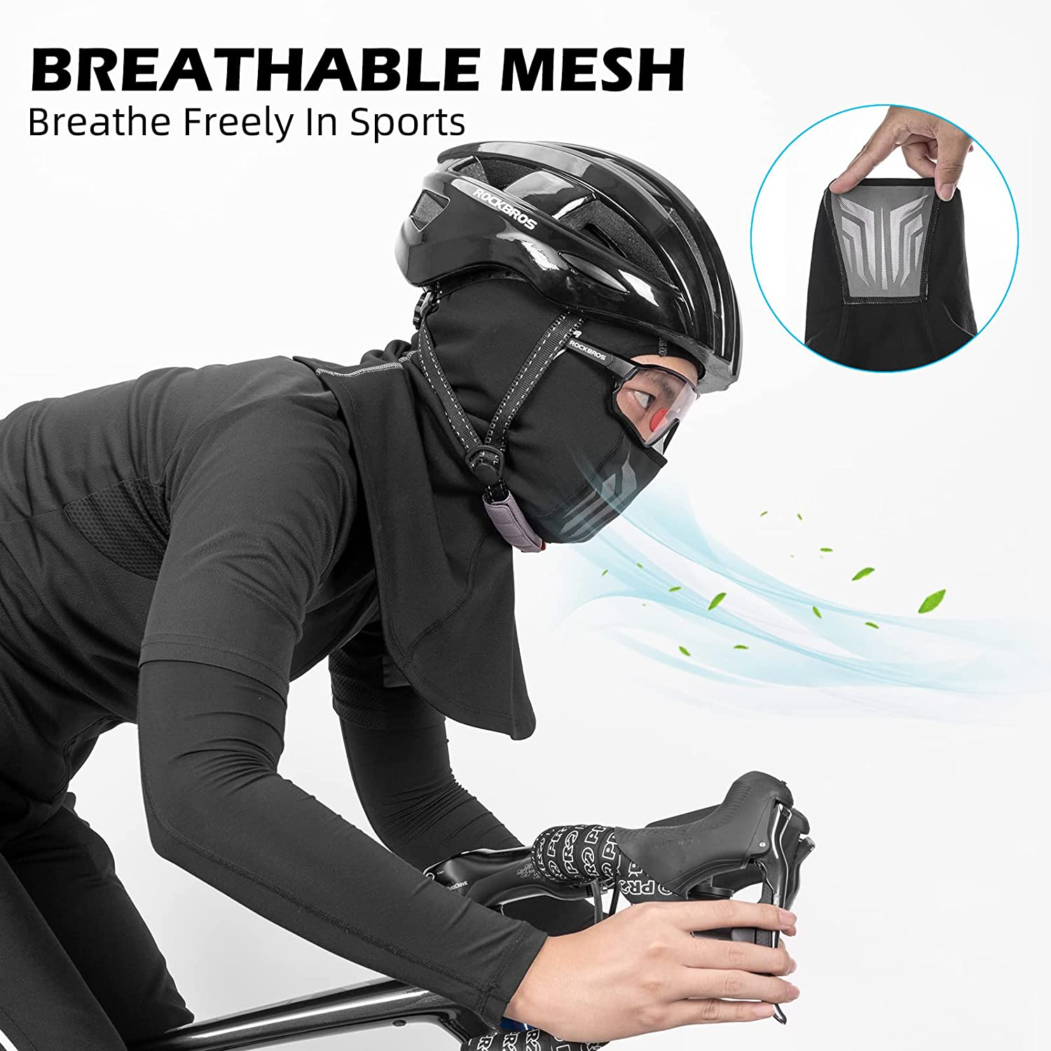 ROCKBROS Winter Balaclava Ski Mask Men&rsquo;S Balaclava Warm Breathable Neck Gaiter for Sports Cold Weather Black