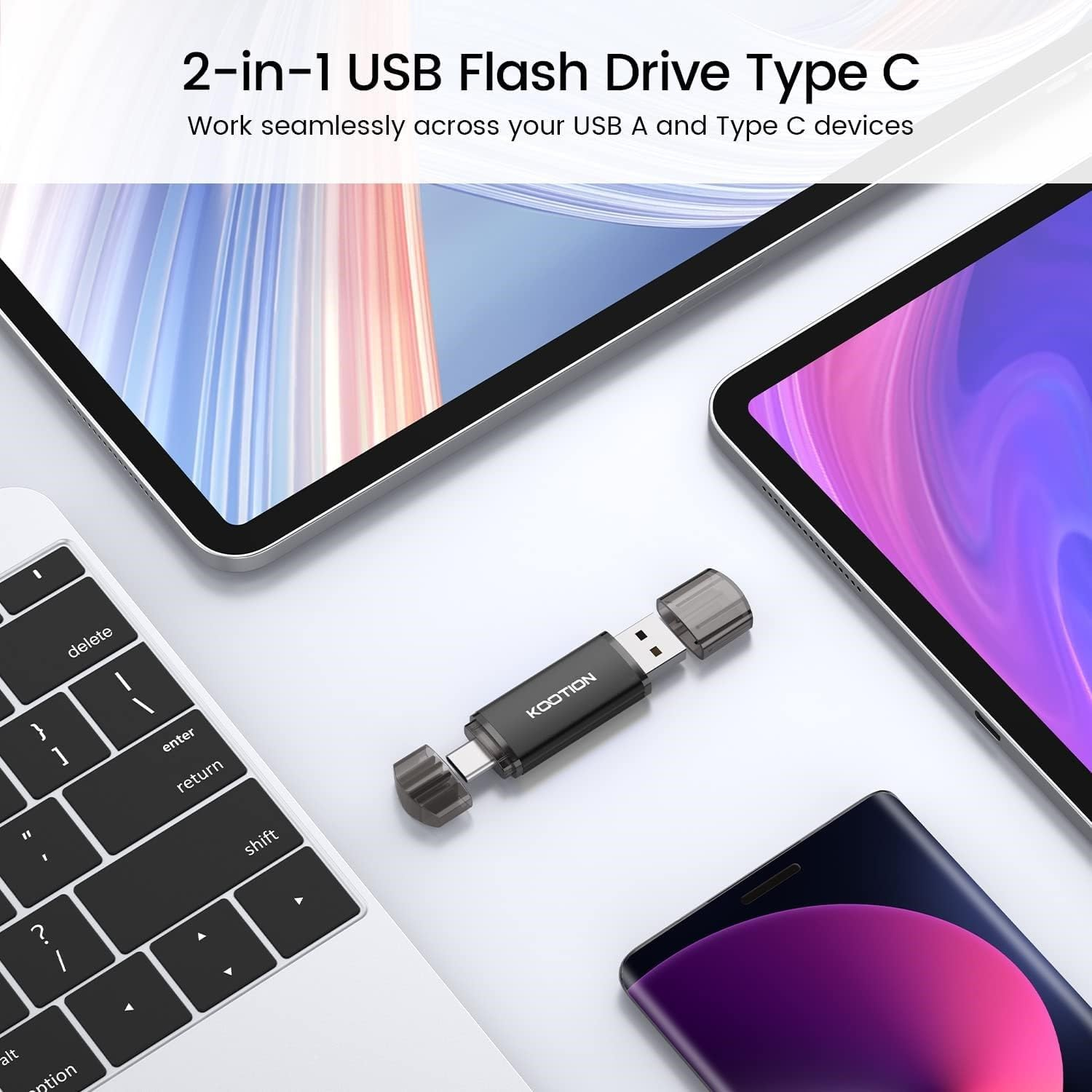 KOOTION USB Flash Drive C 32GB 5 Pack USB C OTG 2.0 2 in 1 USB Flash Drive Type C 32GB Storage for Android/Window/Pc/Macbook, Huawei/Xiaomi/Samsung, External Data Storage