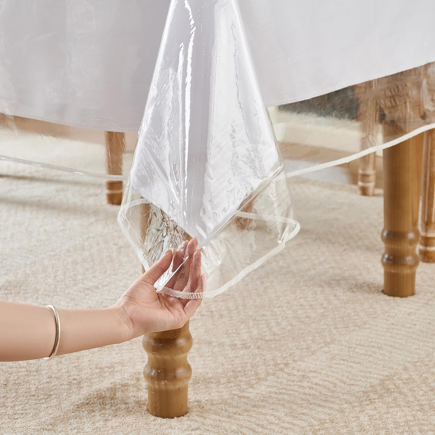 Clear Plastic Tablecloth Rectangle Vinyl PVC Table Cloth 100% Waterproof Oilproof Transparent Stain Resistant Table Cover Protector for Dinning Indoor and Outdoor Uses, 70 X 108 Inch.