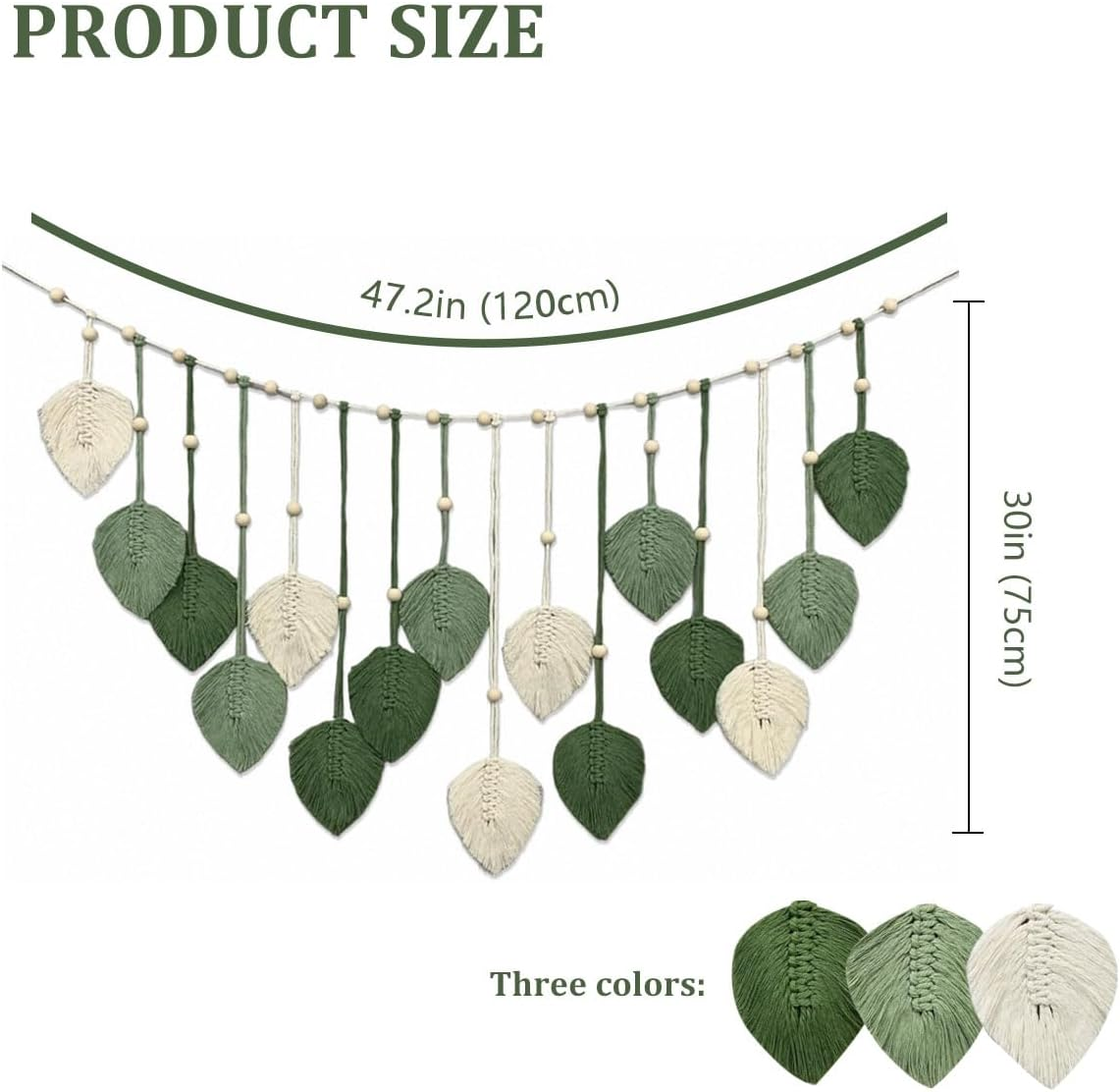 TRBSXRT Macrame Wall Hanging - Leaves Tapestry Wall Art for Living Room, Bedroom (47.2 X 30 Inches) image number 4