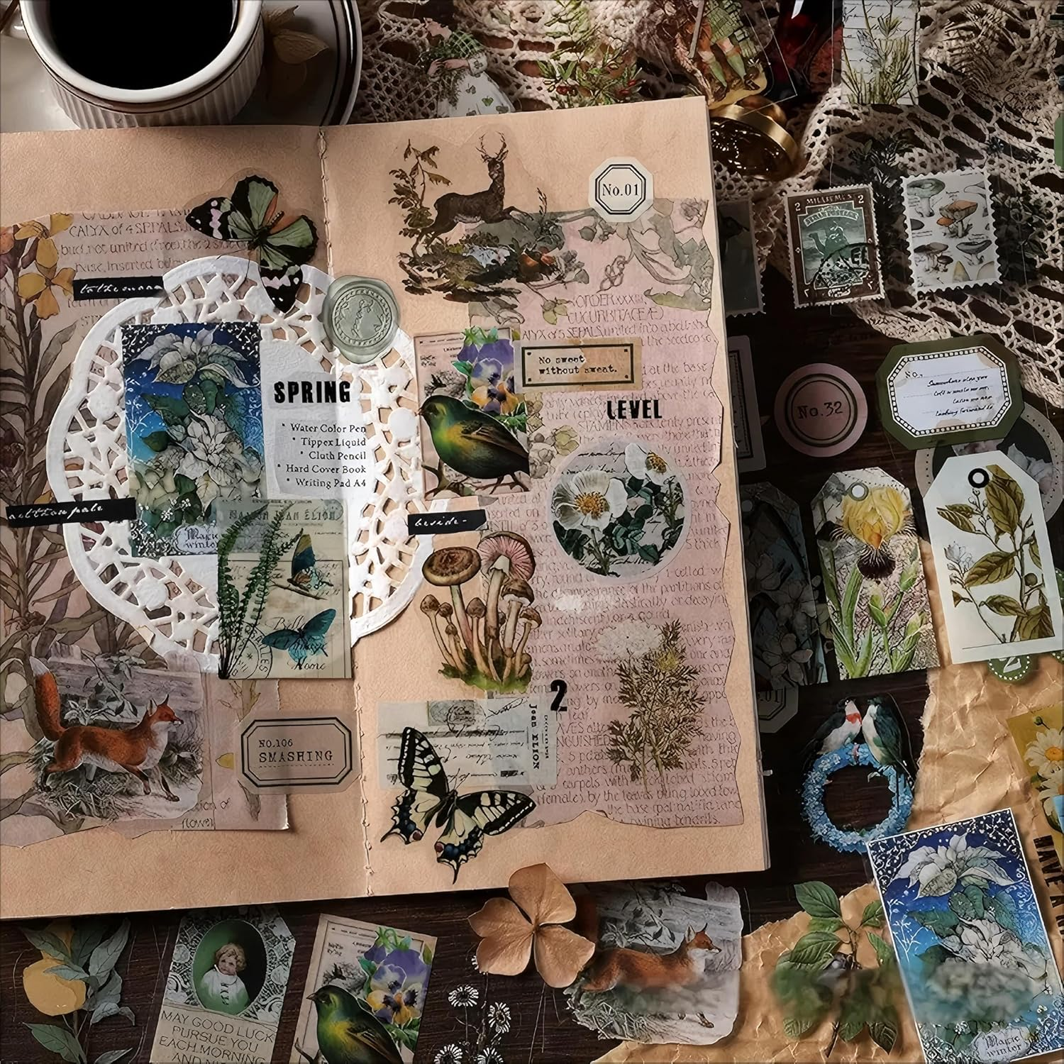 Journaling Sticker Book, Reading and Writing Scrapbook Stickers, Junk Journal Supplies, Pre-Cut Aesthetic Scrapbooking for Women, Collage Decorative Bullet Planner DIY Arts image number 1