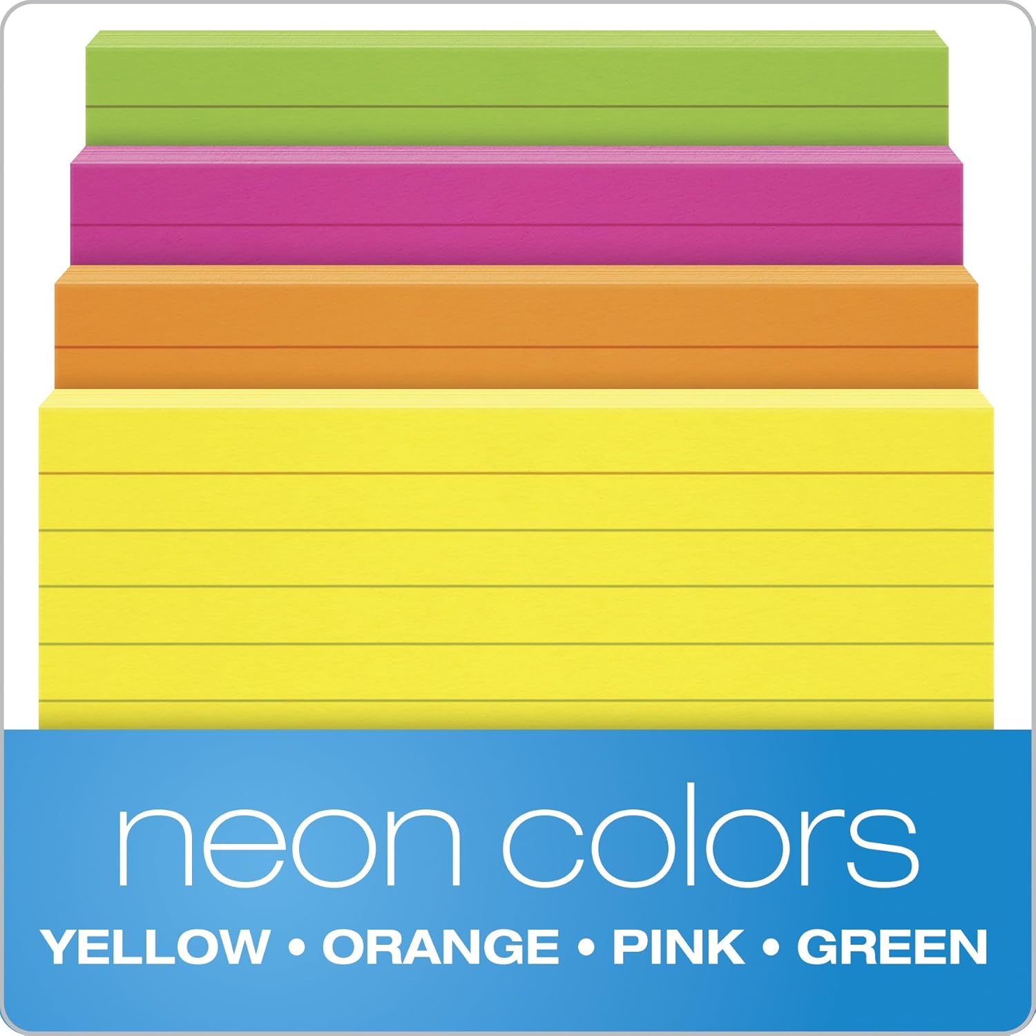 Oxford Glow Index Cards, 3" X 5", Ruled, Assorted Bright Colors, 100/Pack (40279) image number 4