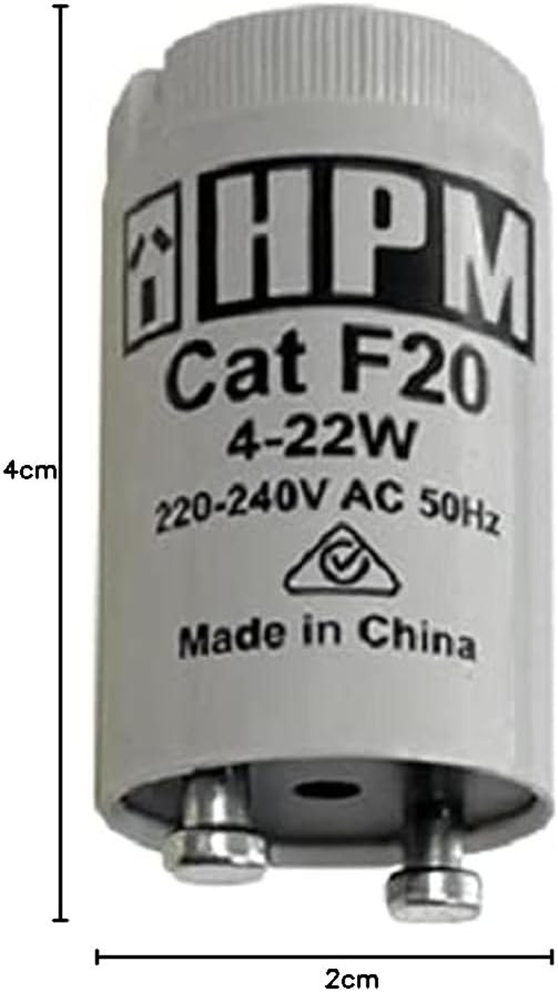 HPM F20 4-22W Fluorescent Starter 4-22W Fluorescent Starter, White, 1 Count (Pack of 1)