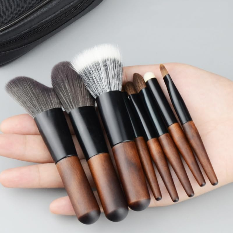 Makeup Brushes Set 12 Pcs Mini Travel Makeup Brush Set with Case, Travel Brush Set for Loose Powder, Contour, Blush, Concealer, Eyeshadow, Brow Brushes Tool Kit image number 4