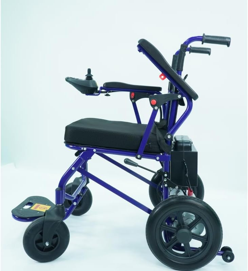 Electric Wheelchair Lithium-Powered Lightweight Foldable - Geezcare Motorized for Adult Seniors, 500W Power - 23Kg Weight with Battery - Airline (MSDS) and Cruise Approval with Aluminium Frame, Detachable Battery & Liftable Armrest -Thick Cushion Seat- Compact Comfort in Purple & Black (Purple) image number 6