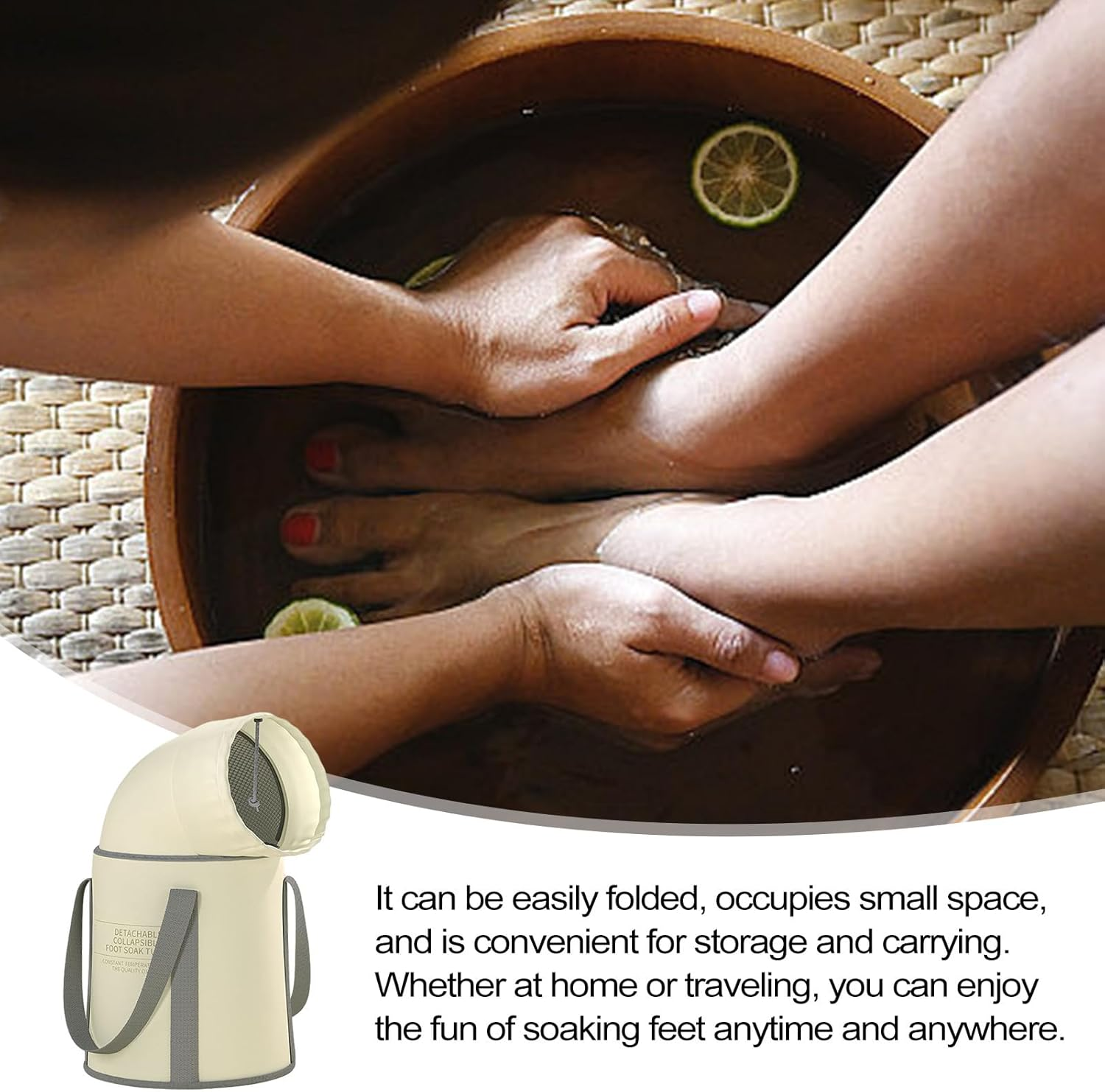 Foot Soaking Bucket,Foldable Foot Bath Basin - Foot Bucket Foot Wash Basin Bag Foot Tub with Handle, Portable Foot Soak for Camping, Laundry, Travel Hotplus image number 4