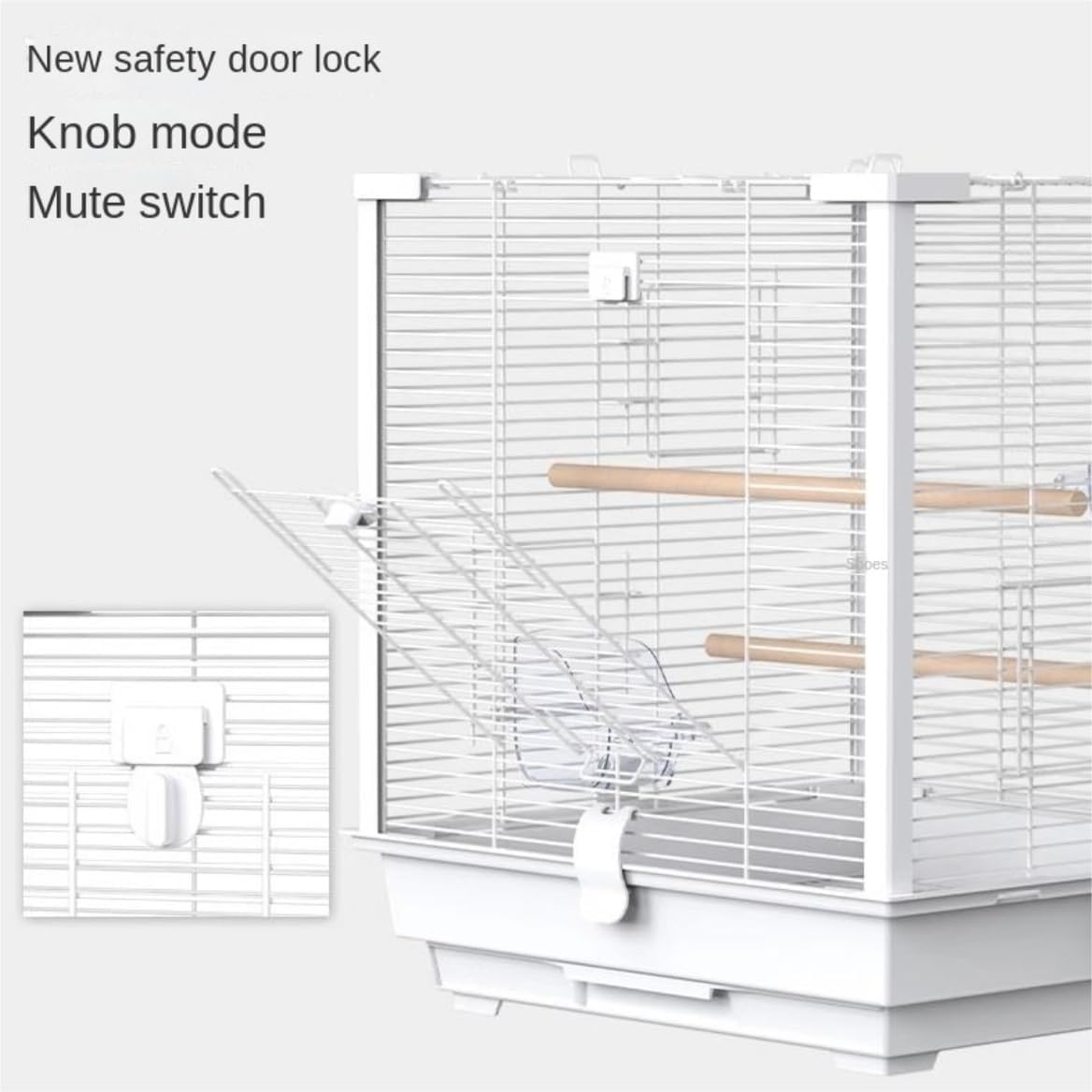 Bird Cage Birdcage Square Metal Bird Cage with Bird Feeder, Tray for Parrots Conures Lovebird Cockatiel Parakeets Bird Cages (Color : White, Size : 46 * 46 * 50Cm) image number 3
