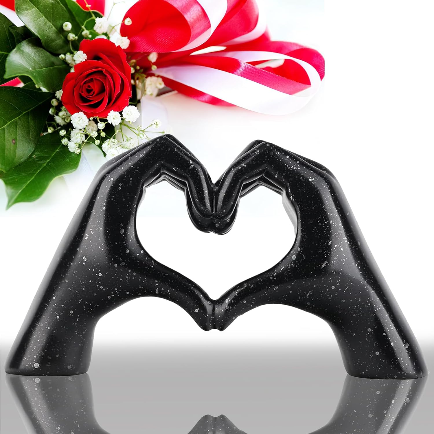 Heart Hands Gold Decor,Love Hand Statue - Heart Shape Finger Statues for Preppy, Modern & Aesthetic & Wedding Room Decor, Living Room, Bedroom, Desk, Shelf, or Table Decoration (Gold)