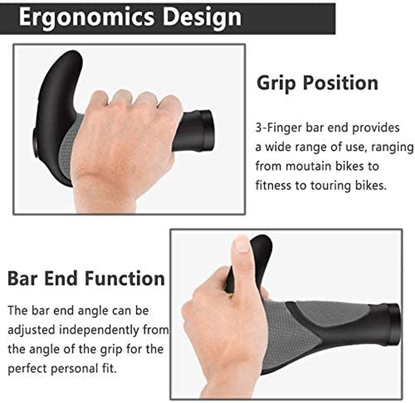 Yakamoz Ergonomics Comfort Design Bike Grips Bicycle Handlebar Grips with Anti-Slip Locking Ring for Cycling MTB Mountain Road Folding Bike 22.2Mm Dia.Handle Bar image number 2