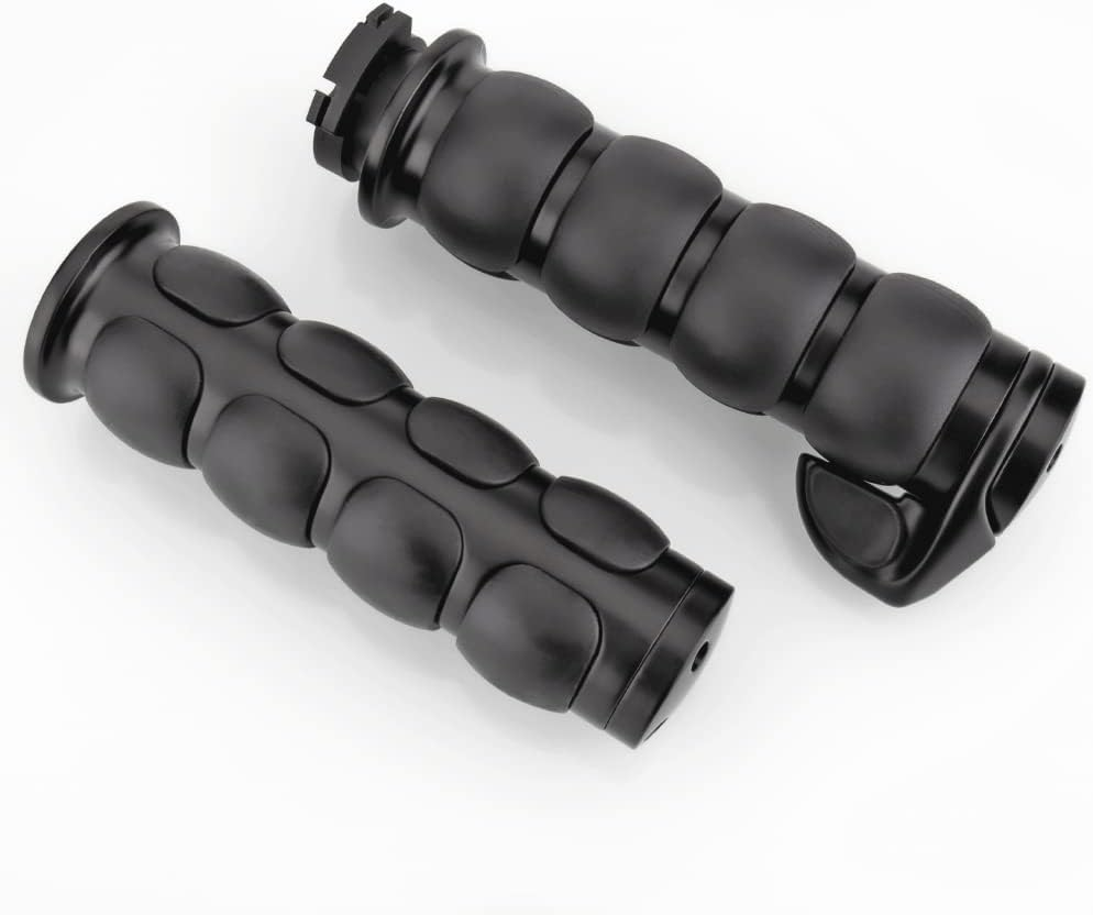 Motorcycle Hand Grips 1 Inch Handlebar Throttle Grips 25MM Chrome Black Aluminum Rubber Compatible with Harley Davidson Dyna Sportster Road King Street Glide Fat Boy Honda Shadow VTX