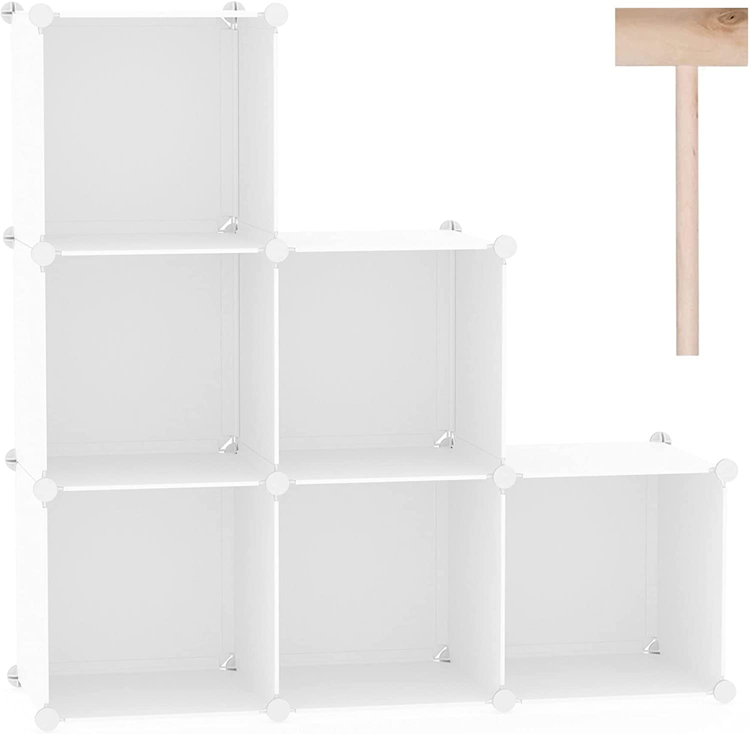 C&AHOME Cube Storage Organizer, 6-Cube Shelves Units, Closet Cabinet, DIY Plastic Modular Book Shelf, Ideal for Bedroom, Living Room, Office, 36.6" L X 12.4" W X 36.6" H Milky UPCS06M