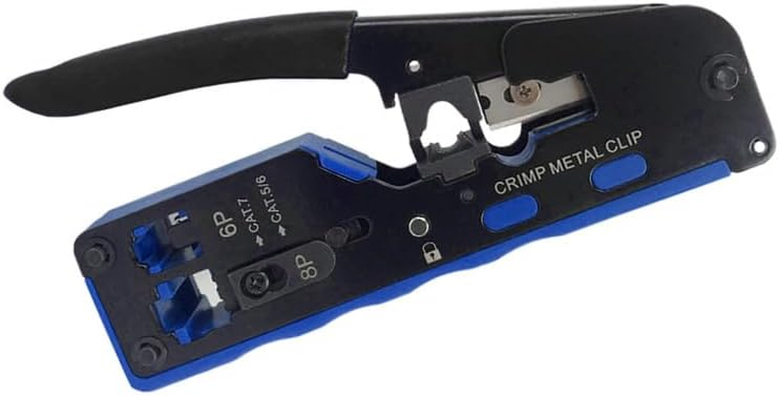 RJ45 Pass through Crimp Tool, RJ45 Cat5 Cat6 Cat7 Crimping Tool, RJ11 Crimping Tool, Ethernet Network Cable Crimper Stripper, Modular Crimping Equipment Mini Tool Pliers