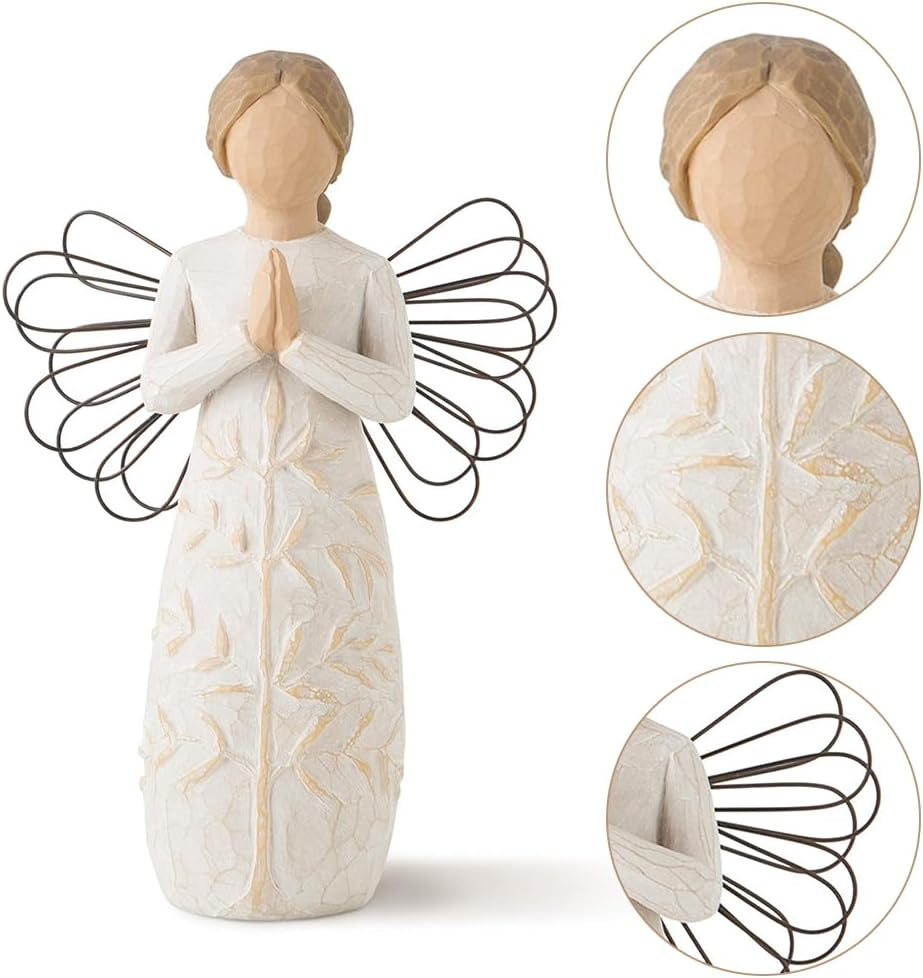 Angel Hugging Christmas Ornament, Willow Tree Friendship, Sculpted Hand Painted Figure, Home Decor for Men Women, Praying for Luck and Happiness (1, Worship)