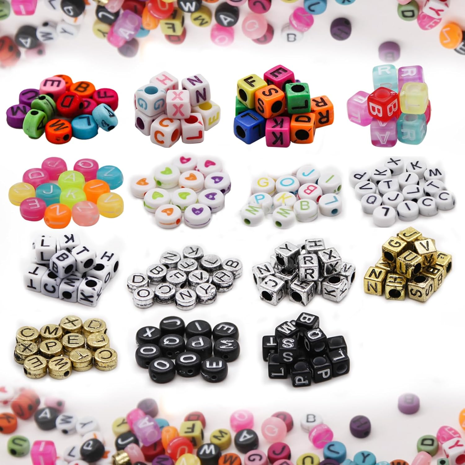 15 Mixed Styles Acrylic Alphabet A-Z Cube round Letter Beads for DIY Jewelry Making, Children'S Alphabet Games, Friendship Bracelet Making image number 3