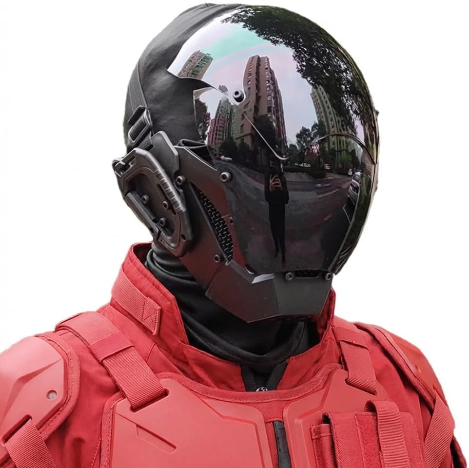 KYEDAY Punk Mask Cosplay for Men, Cosplay Halloween Mask Fit Party Music Festival Accessories