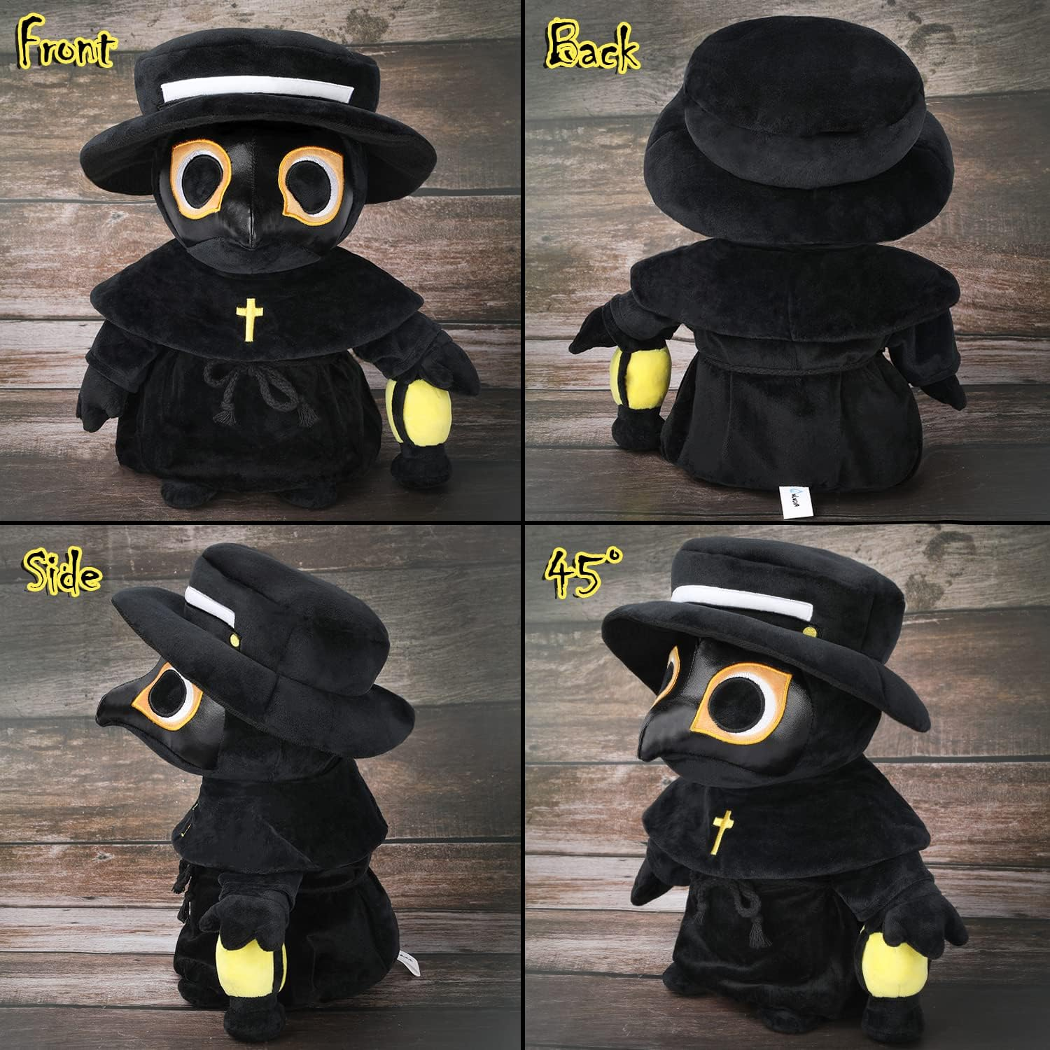 Plague Doctor Plush Toy, 14" Spook Cute Stuffed Plushie Pillow Doll, Soft Fluffy Halloween Hugging Cushion Decor, Present for Kids and Adults image number 3