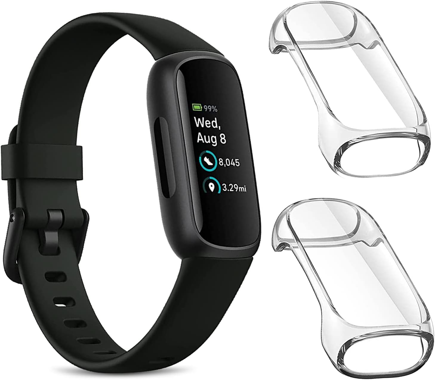 2-Pack Screen Protector Case Compatible with Fitbit Inspire 3, Soft TPU Case Rugged Cover All-Around Protective Case Cover (Silver/Clear)