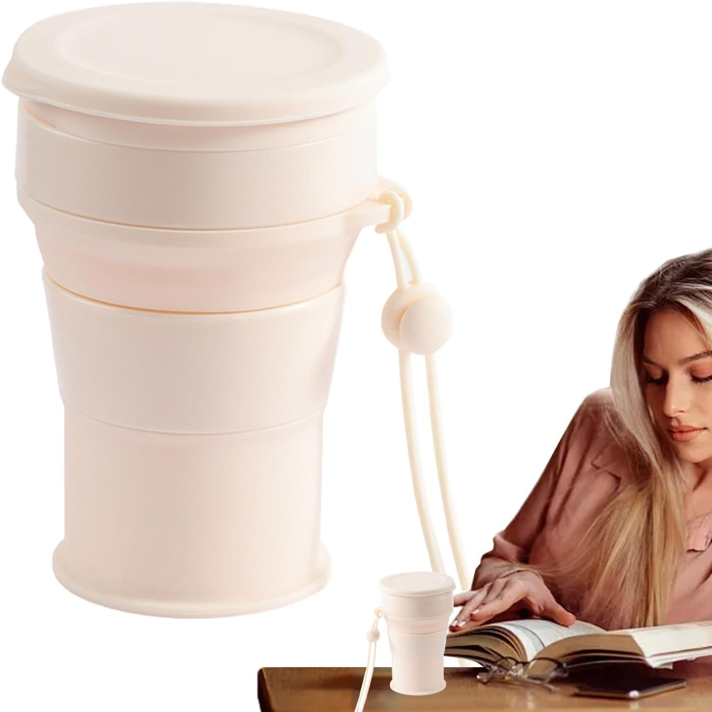 Silicone Folding Camping Cup, Silicone Travel Cup, Stable Stretchable Design Camping Cup, Hygienic Safe Drinking Cup, Quick Drying Camping Mugs for Outdoor Traveling Hiking