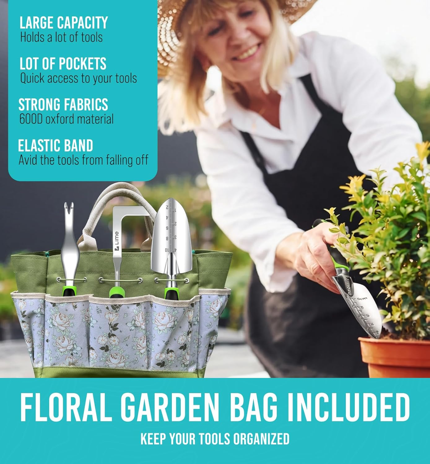 Treasured Gifts for Mom - Heavy Duty Garden Tools 22 Pieces Floral Set - Rust Proof, Non-Slip, Durable Gardening Supplies - Ergonomic Hand Tools - Ideal Gardening Gifts for Women image number 4