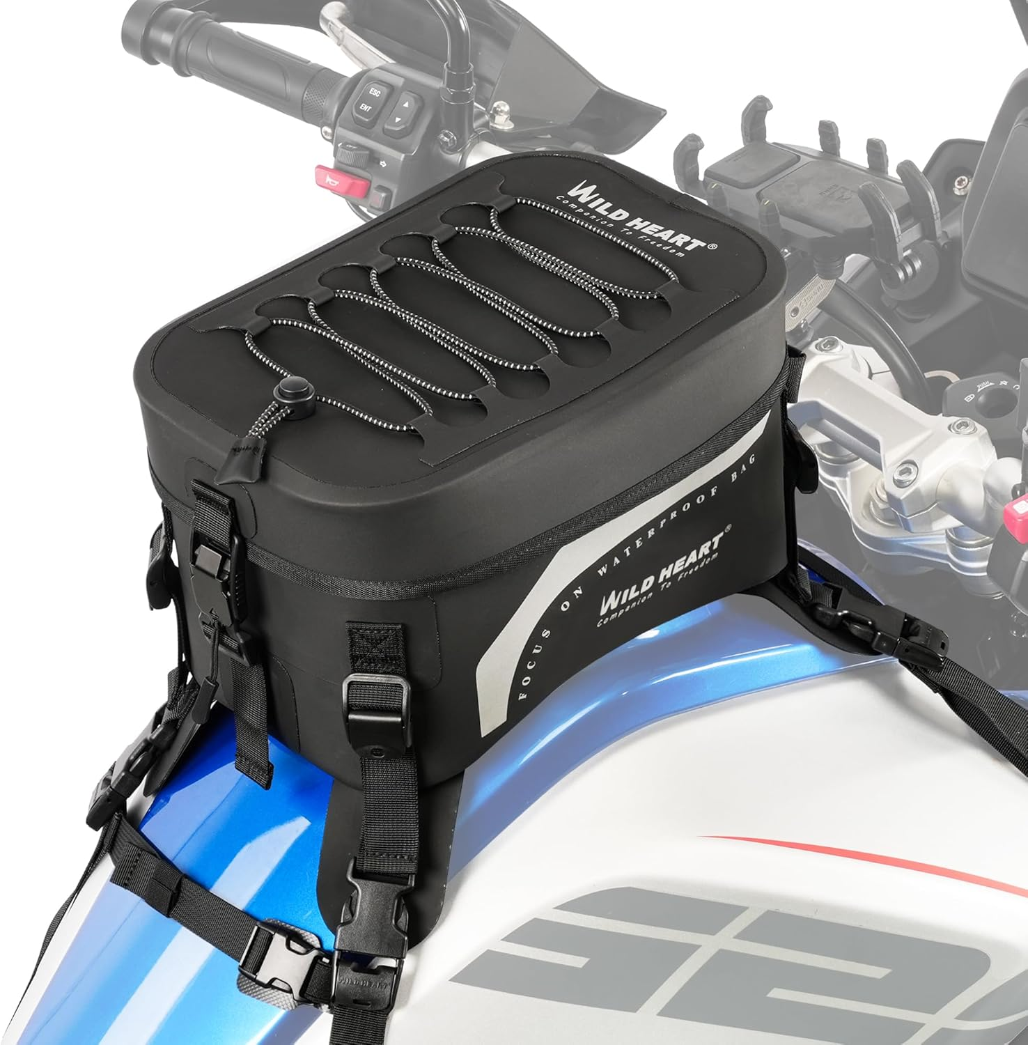 WILD HEART Universal 8L Large Capacity Waterproof Motorcycle Tank Backpack for Motorcycling (Black) image number 5