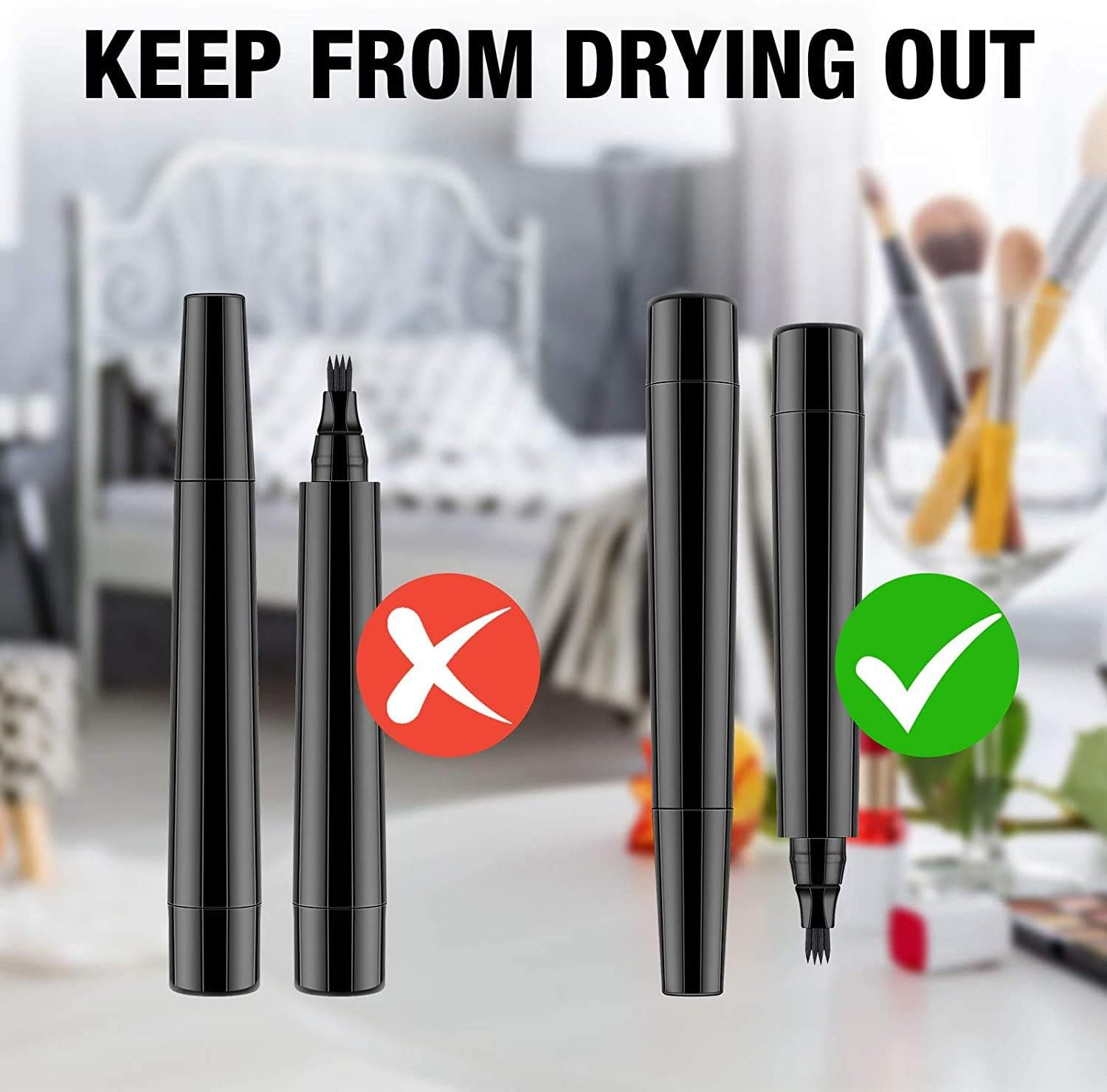 Tongke Beard Pen Filler for Men, Beard Pencil Creates Natural Looking Beard Long Lasting Waterproof with Bristle Brush (Black) - Black image number 4