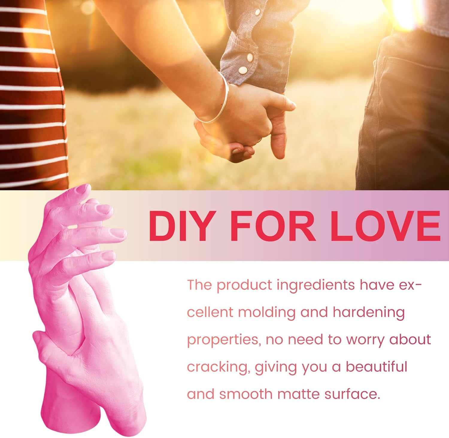Hand Casting Kit Couples,Hand Statue Casting Supplies - Model Cloning Powder 3D Model Crafts Valentine'S Day Deocr image number 6