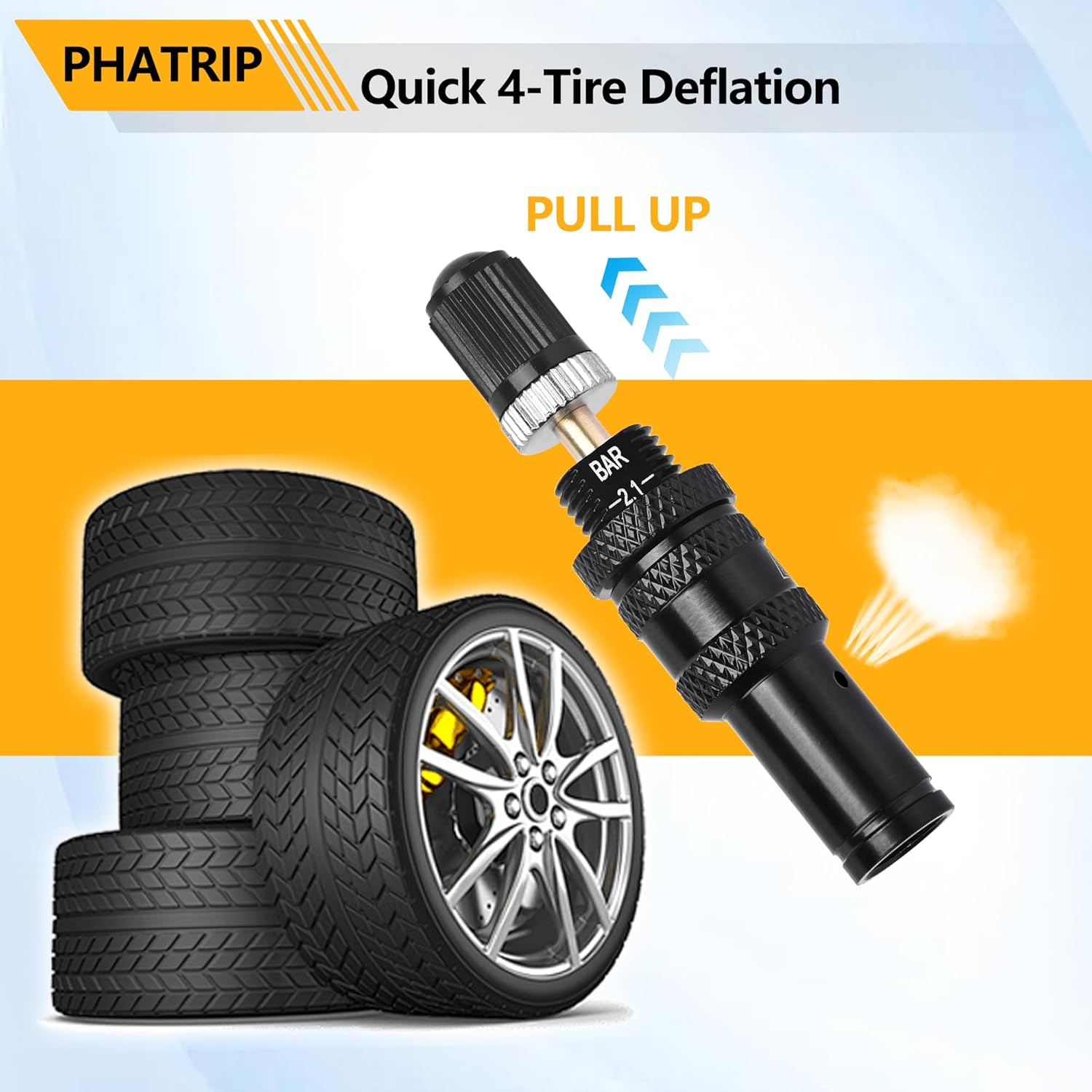 Automatic Tire Deflator Kit, 4 Pcs Adjustable Auto-Stop Tire Deflator Valve (10-30 PSI), 4X4 Portable Air Deflator Tire Valve Core Tool, Tire Air down Tool for Vehicles, Motorcycles, Cars, Trucks image number 2