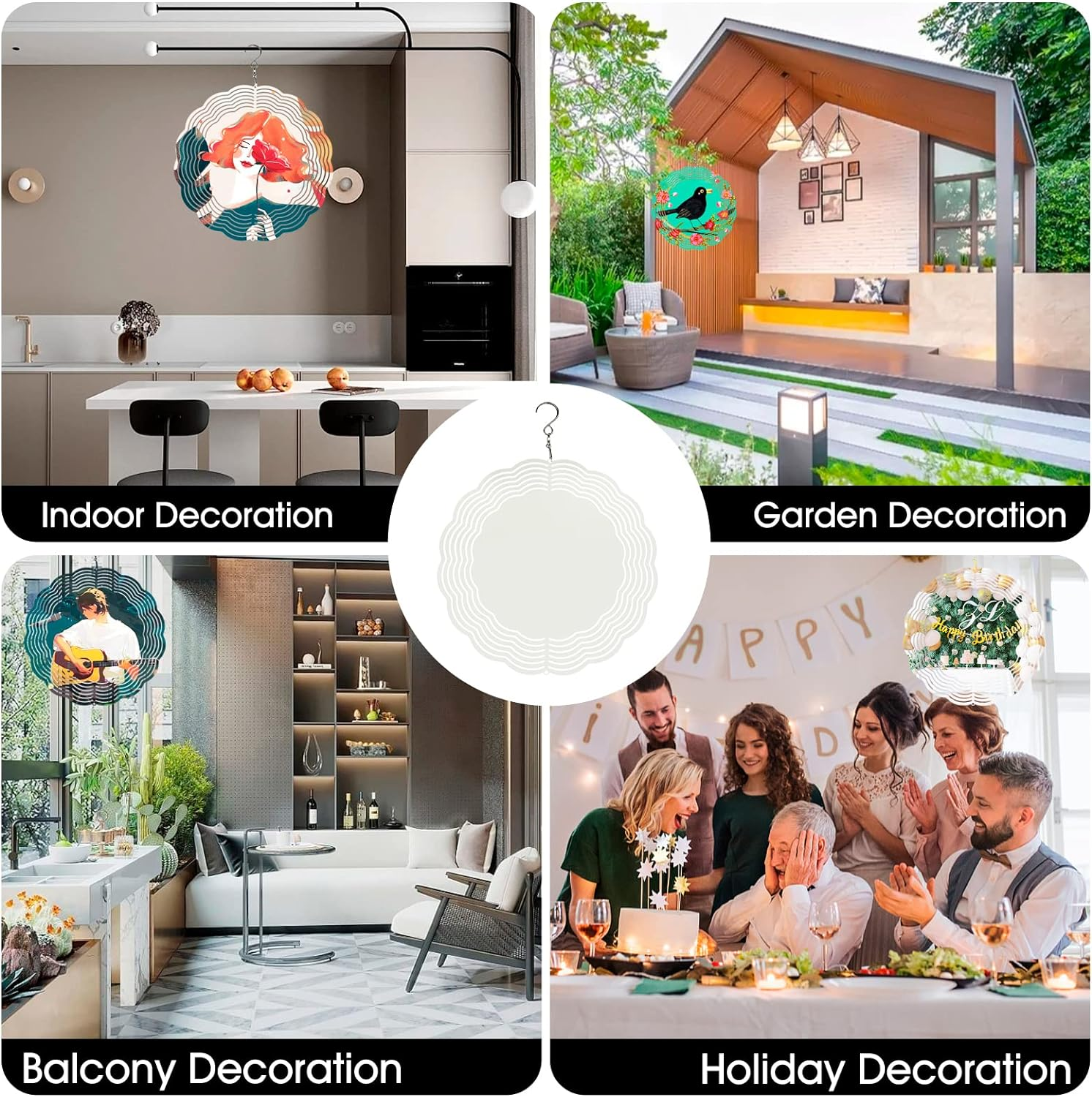 10 Pack 8 Inch Sublimation Wind Spinner Blanks,Wind Spinners Sublimation Blanks 3D Aluminum Metal Wind Spinners for Yard and Garden Indoor Outdoor Window Porch Decoration round (10 Pcs 8 Inch)