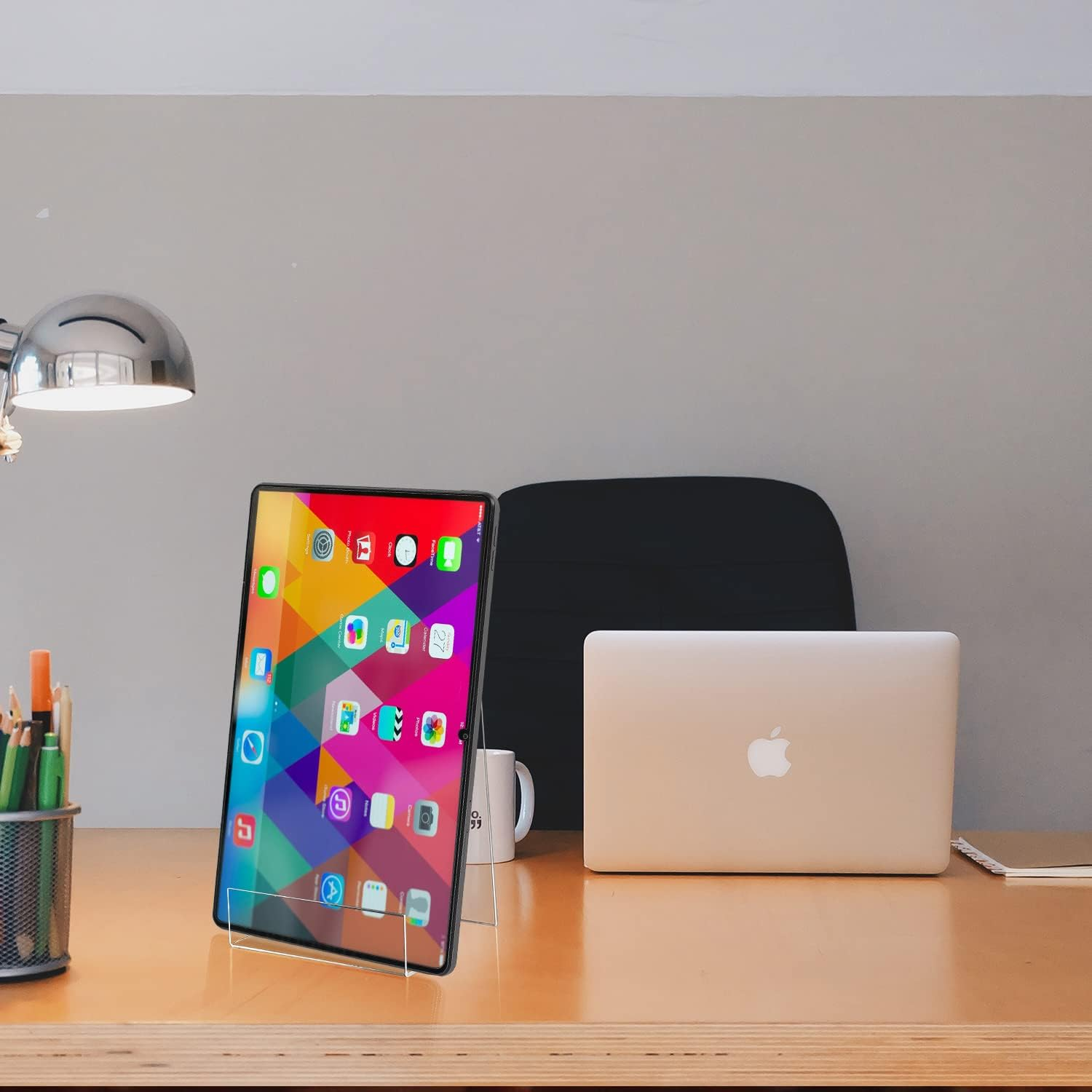 ZOEY Acrylic Book Stand with Ledge Clear Display Easels Plate - 5 Pack Small Book Holder Easel Stand for Books Display, Music Sheets, Artworks, CD, Tablet Holder (Small) image number 4