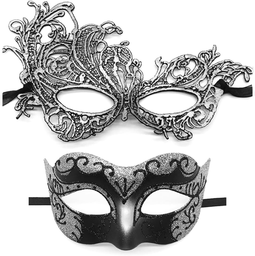 Masquerade Mask for Couples Lace Eye Mask Venetian Carnival Halloween Mask Party Ball Prom Mask Costume Mardi Gras 2Pack image number 5