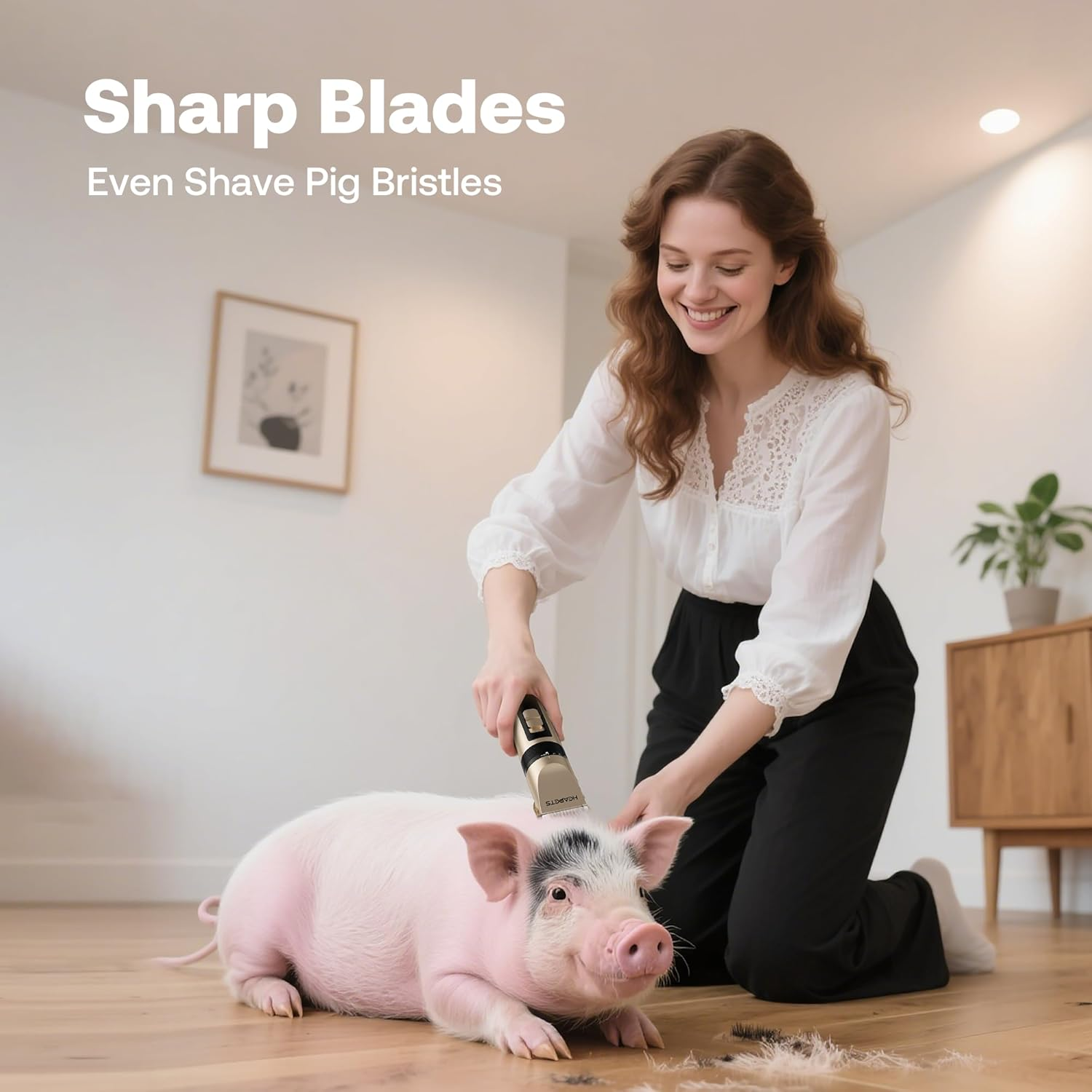 Dog Grooming Clippers, Low Noise, Electric Quiet, Adjustable Clipper Comb, Rechargeable Cordless Dog Hair Clippers for Dogs Cats Pets, Gold image number 6