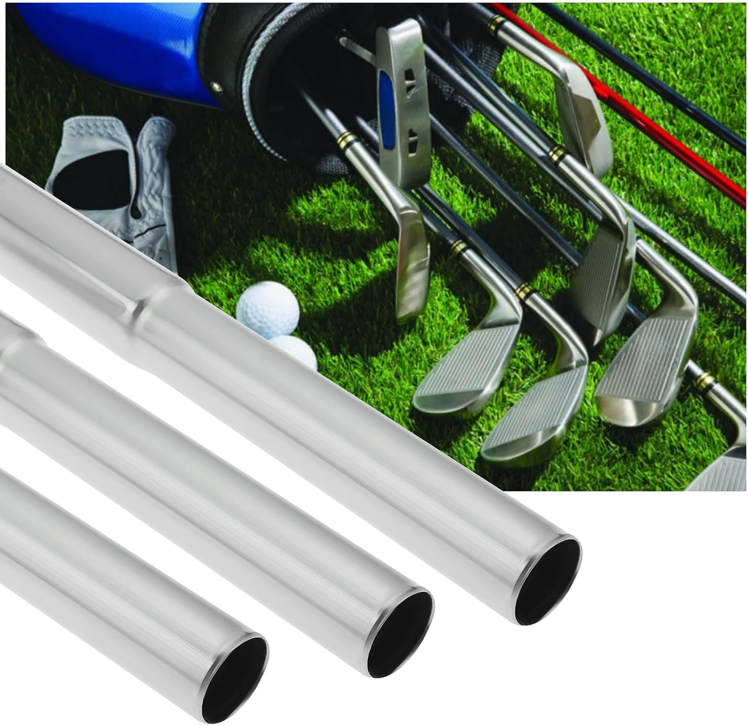 Ecsing 3Pcs Golf Club Extensions Stainless Steel Extension Rod Tail Eextension Rod Actuator Extension Adapter for Ball Bar Silver image number 2