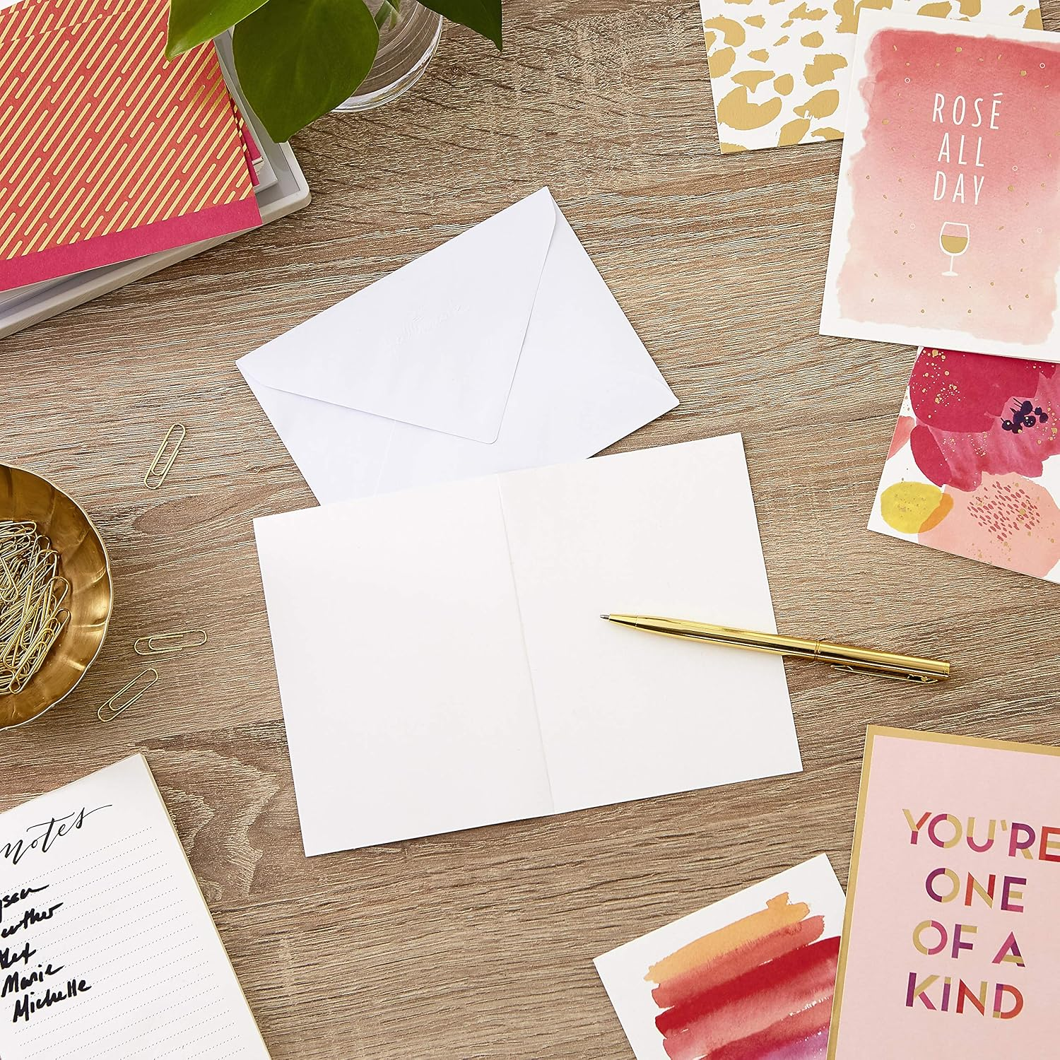 Hallmark Pack of 24 Assorted Blank Cards, Modern Pink and Gold Foil