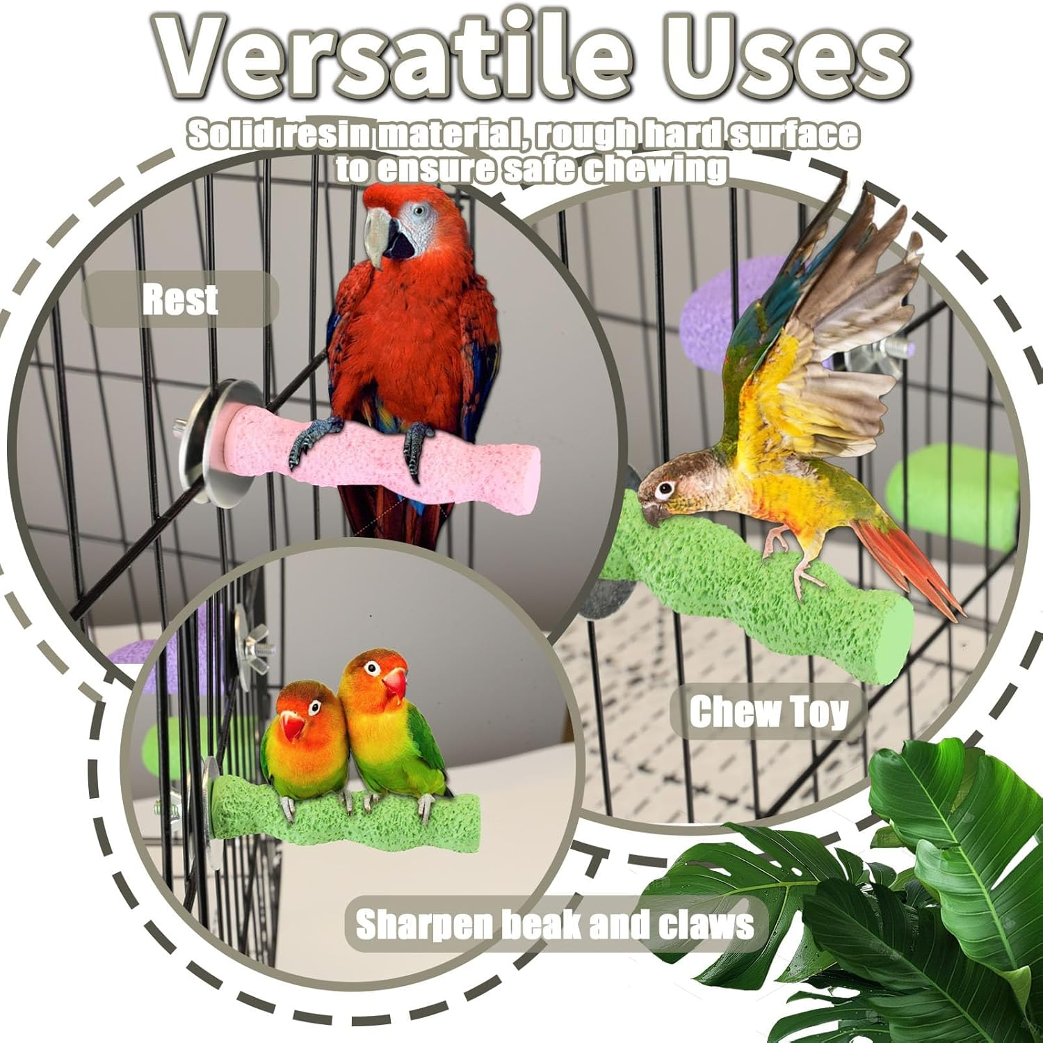 Bird Cage Perch Stand with Grinding Stone, 4-Piece Platform Set, Claw Trimmer for Budgies, Parakeets, Cockatiels, Conures image number 4