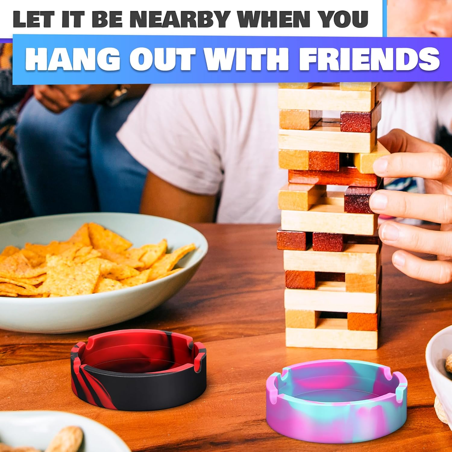 3Pcs Rubber Ash Tray Outdoors - Multicolor Small Ashtray for outside Patio, Temperature Resistant Ash Trays for outside - Flexible & Easy to Clean Silicone Ashtray image number 1