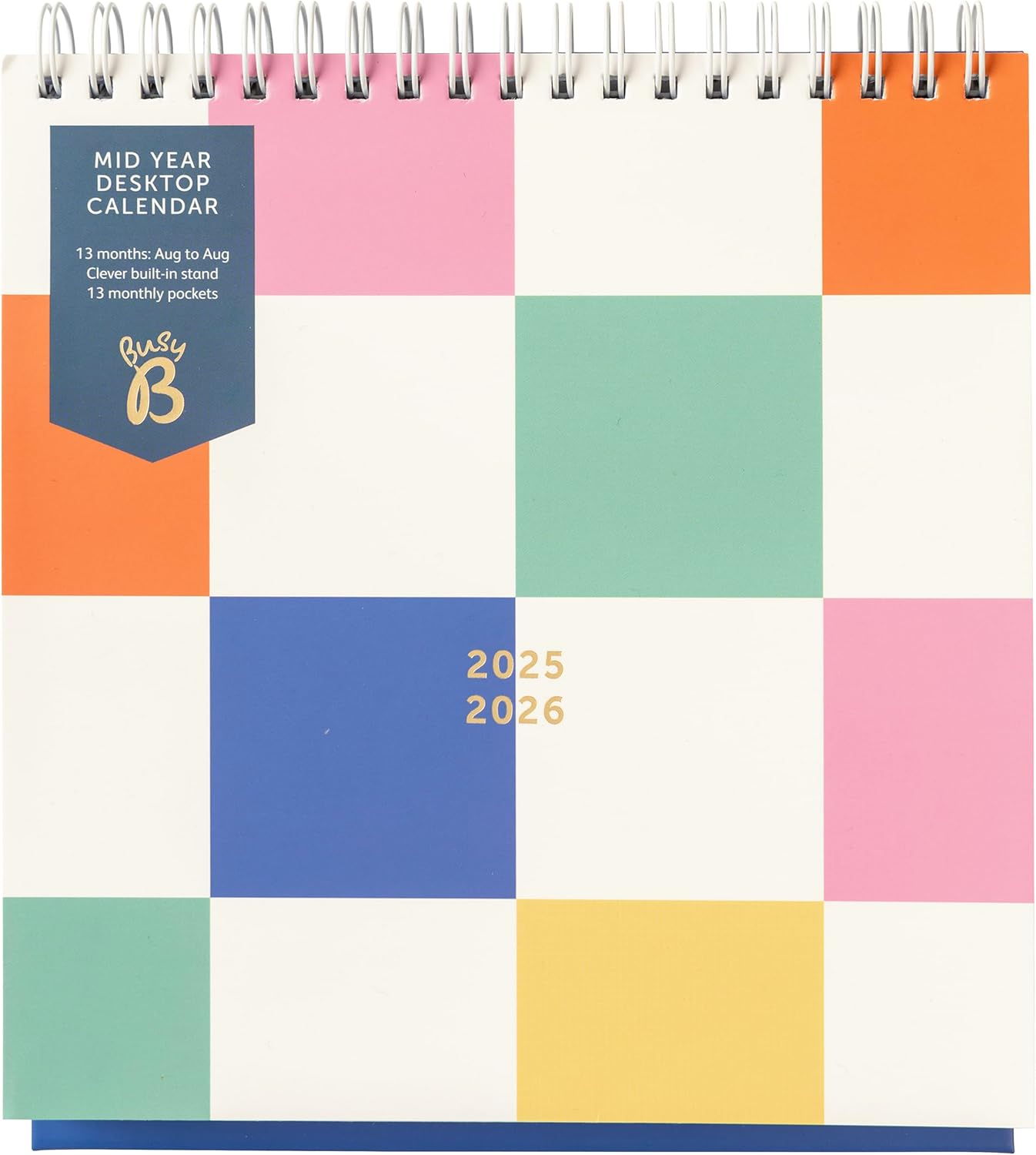 Busy B Desk Calendar - Mid-Year Academic Calendar &ndash; Aug '25 - Aug '26 &ndash; Multi Design - Features Built-In Stand, Flip-Top Binding, Year Planner & Storage Pockets for Organised Planning - 20 X 17Cm image number 5