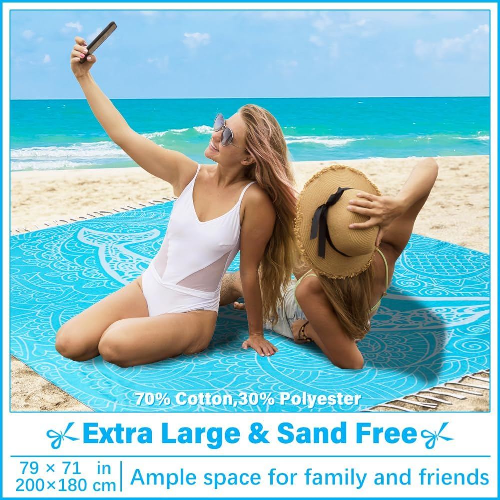 Oversized Turkish Beach Towel Blanket XXL Cotton Sandproof Towels Boho Woven Extra Large Big Sand Free Giant Throw Thick Blankets Huge Quilt XL Picnic Camping Necessities Cloud for Adult Gifts image number 3