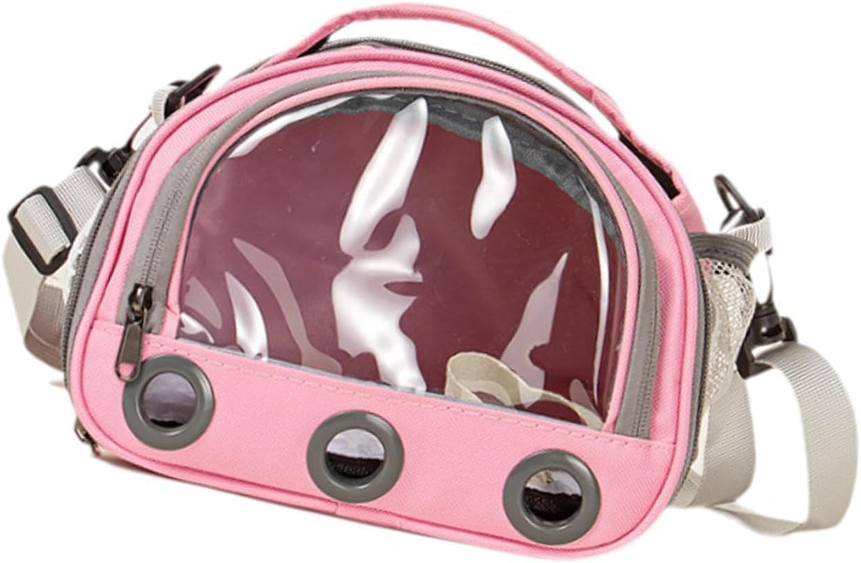 Hamster Travel Carrier Bag Guinea Pig Carrier Bag Travel Small Animals Chinchilla Outgoing Carrier Cage Carrying Shoulder Bag, Pink, S (Pink,L) image number 3