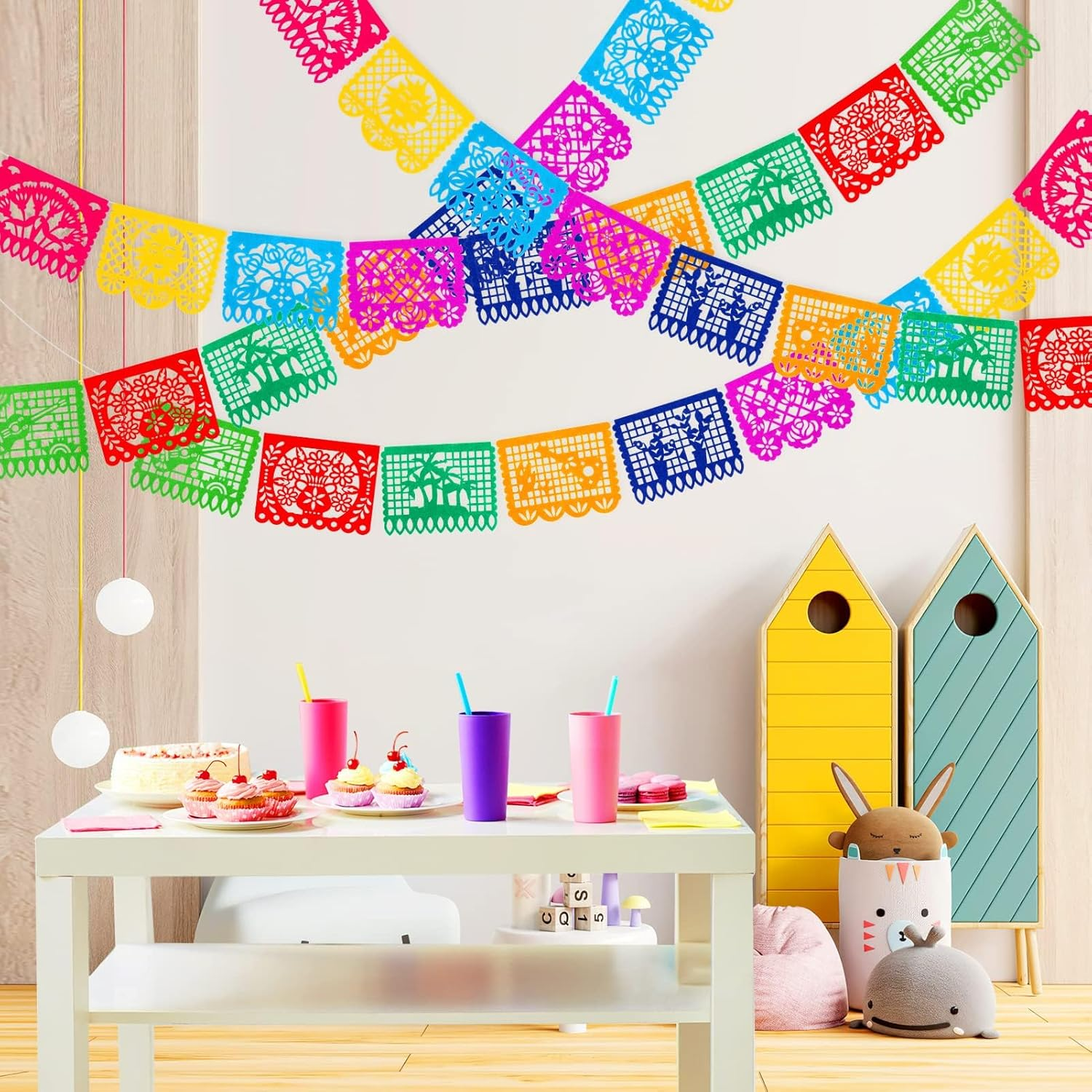 Hapurs 4 Packs Mexican Party Banner 38 Feet Fiesta Banner Cinco De Mayo Dia De Los Muertos Decor Day of the Dead Decorations Mexican Fiesta Themed Party Decorations Supplies image number 5