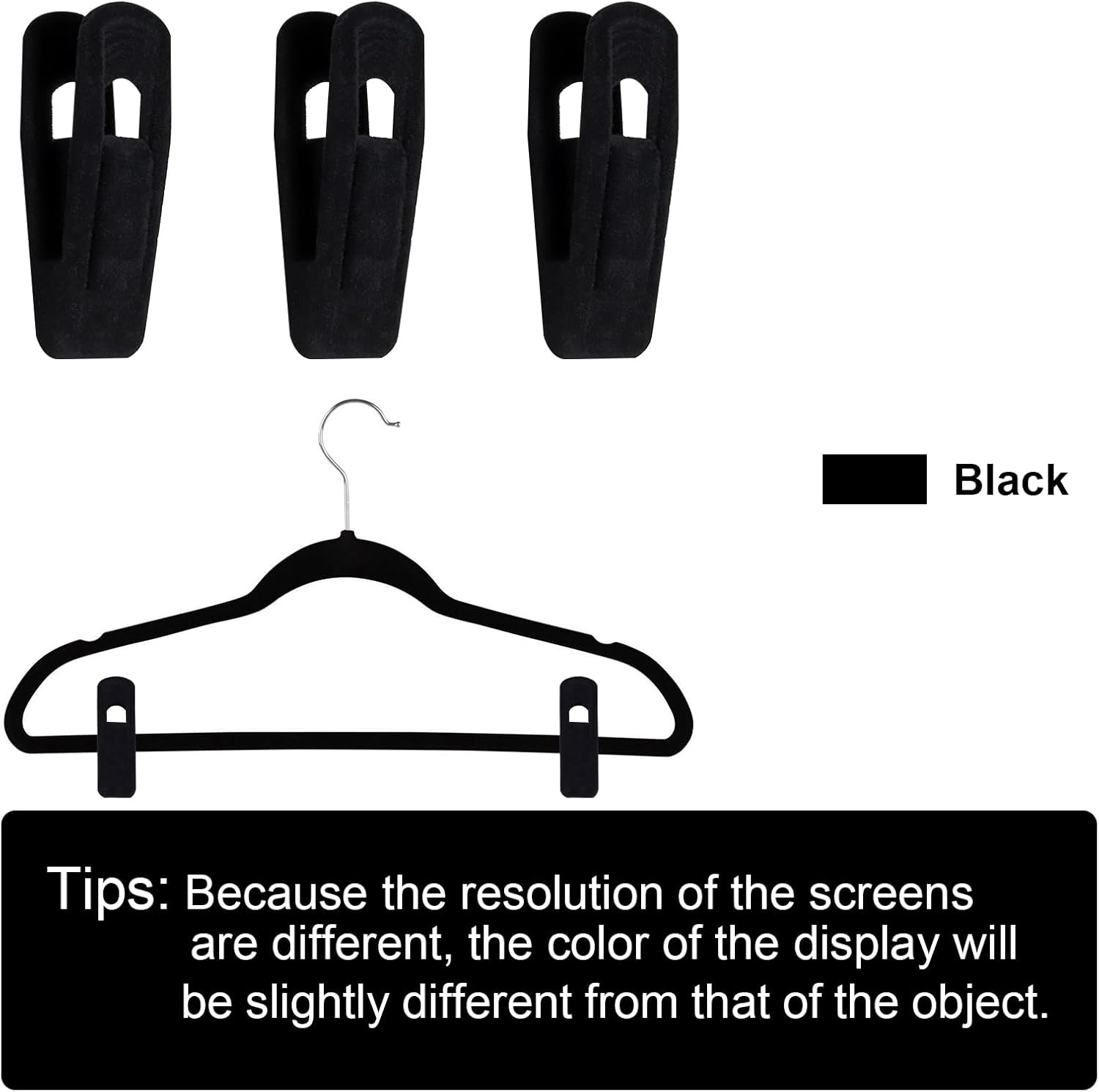 42Pcs Velvet Hangers Clips,Non-Slip Velvet Clips for Suit Velvet Hanger Pants Hangers Skirt Hanger, Strong Finger Perfect for Thin Velvet Hangers Black image number 5