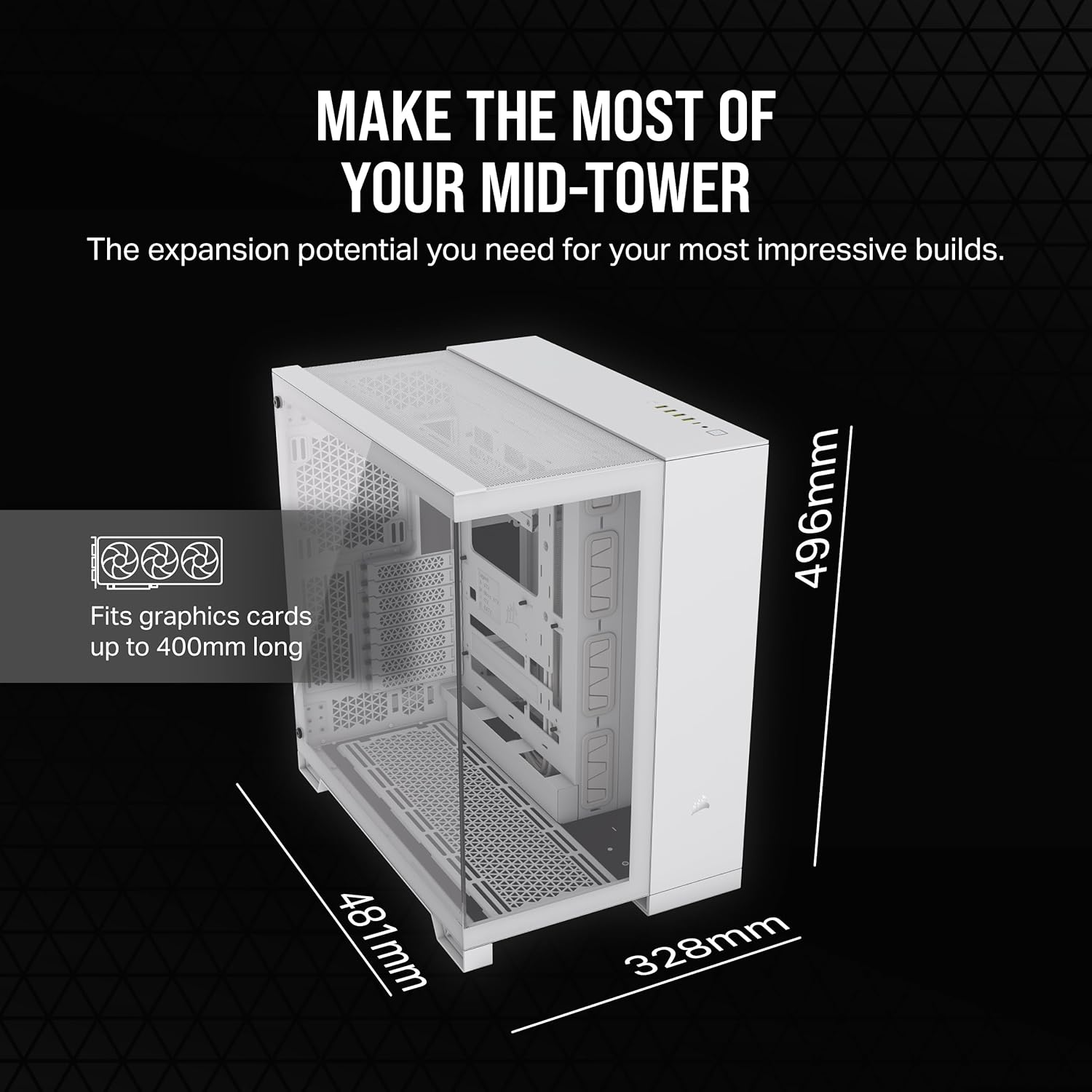CORSAIR 6500X Mid-Tower ATX Dual Chamber PC Case &ndash; Panoramic Tempered Glass &ndash; Reverse Connection Motherboard Compatible &ndash; No Fans Included &ndash; White image number 4