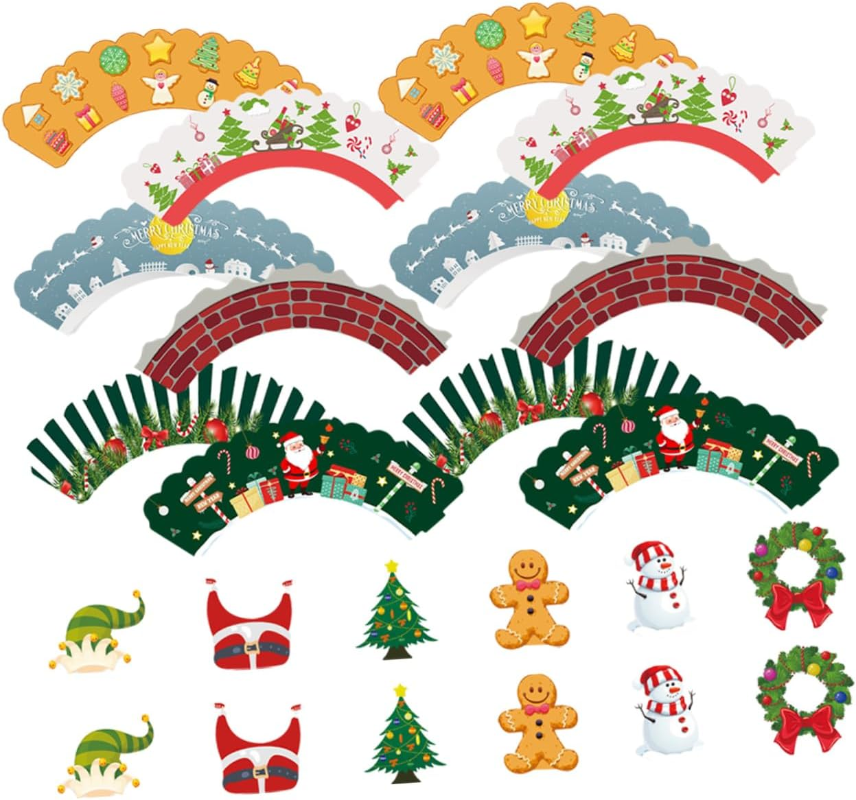Gadpiparty Christmas Cake Decoration Cupcake Wrappers for Xmas Party Merry Christmas Theme for Baking Cake Cup and Party Favor image number 1